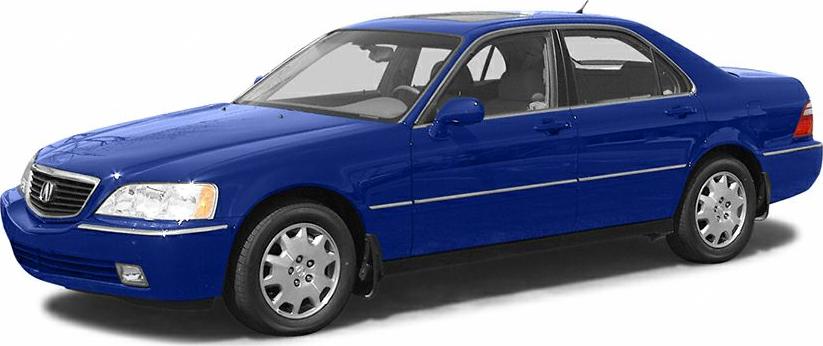Side profile and front design of a blue mid-90s sedan