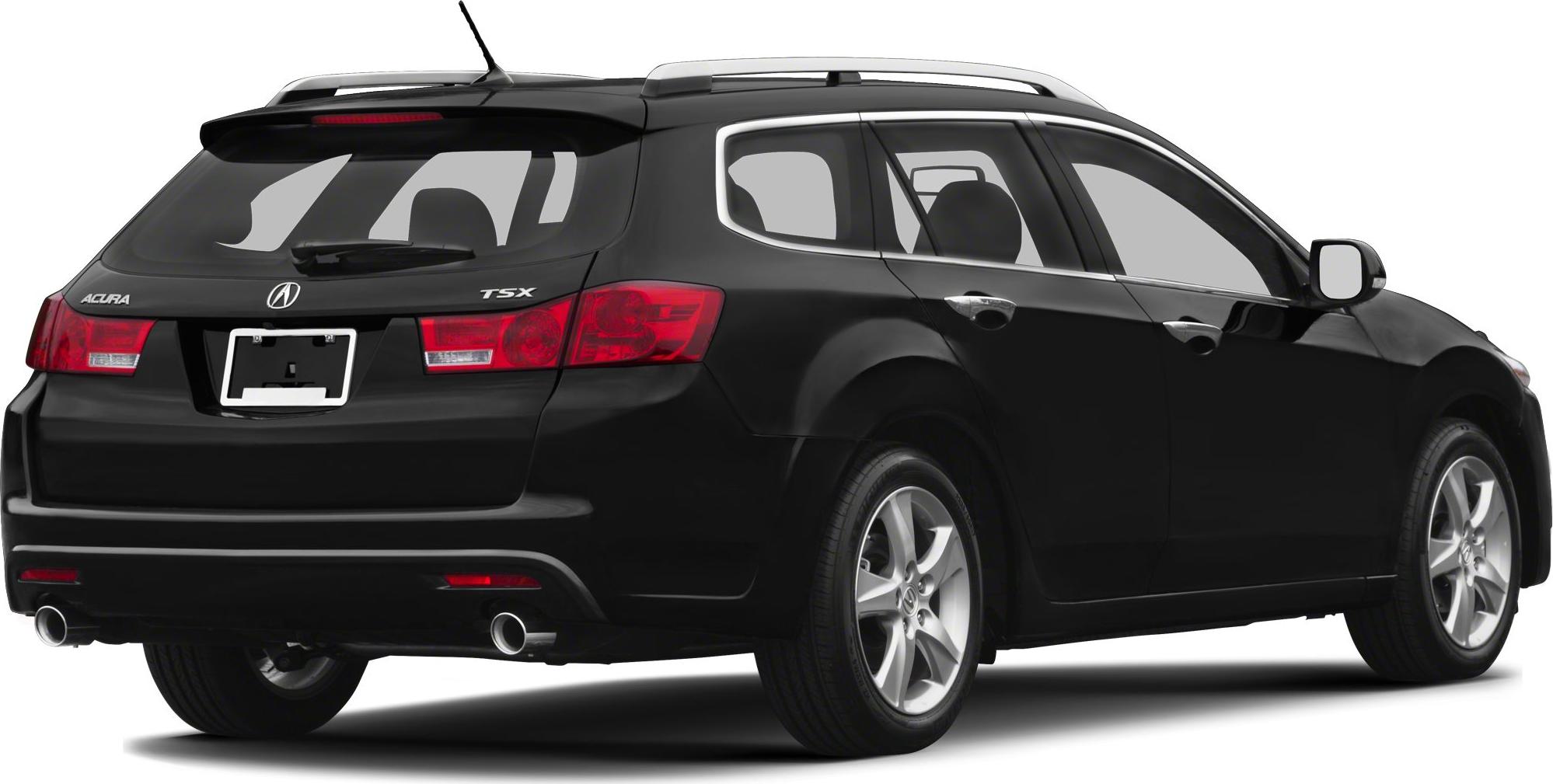 Rear and side view of black sport wagon with roof rails and dual exhaust