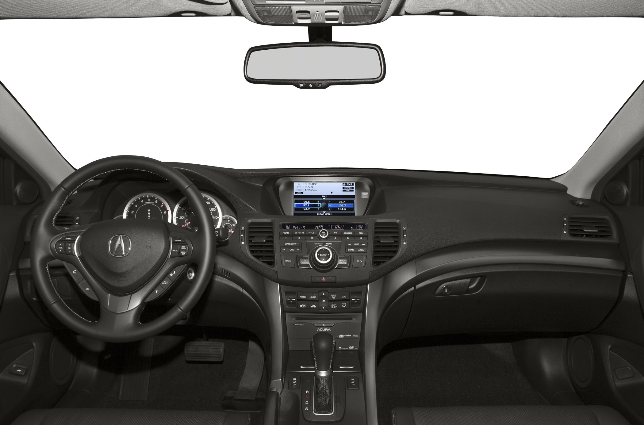 Steering wheel and dashboard with infotainment system