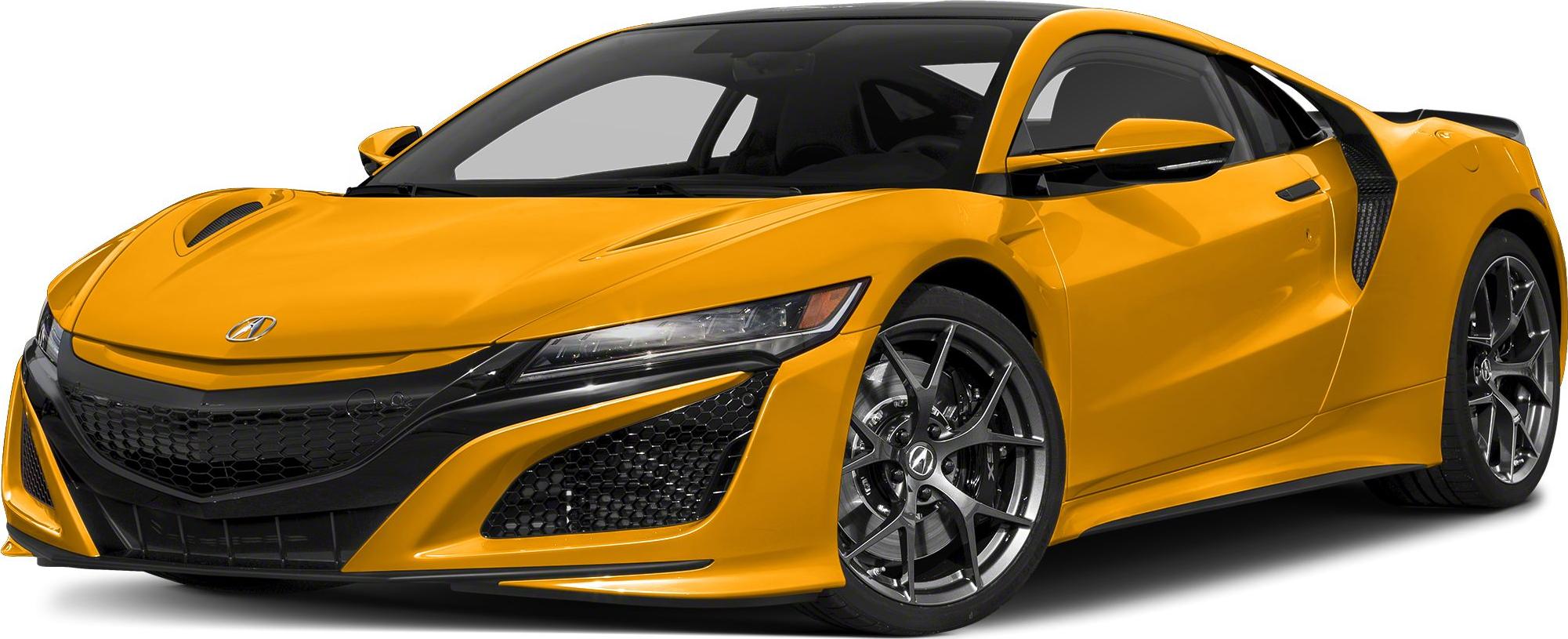 Yellow sports coupe with aggressive front grille and alloy wheels