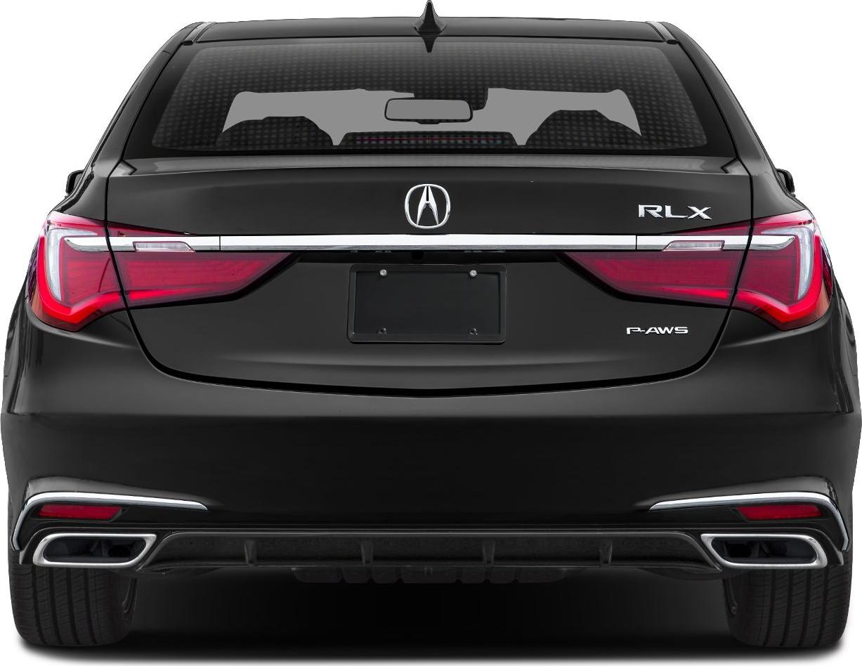 Rear view with LED taillights, chrome trim, dual exhaust outlets