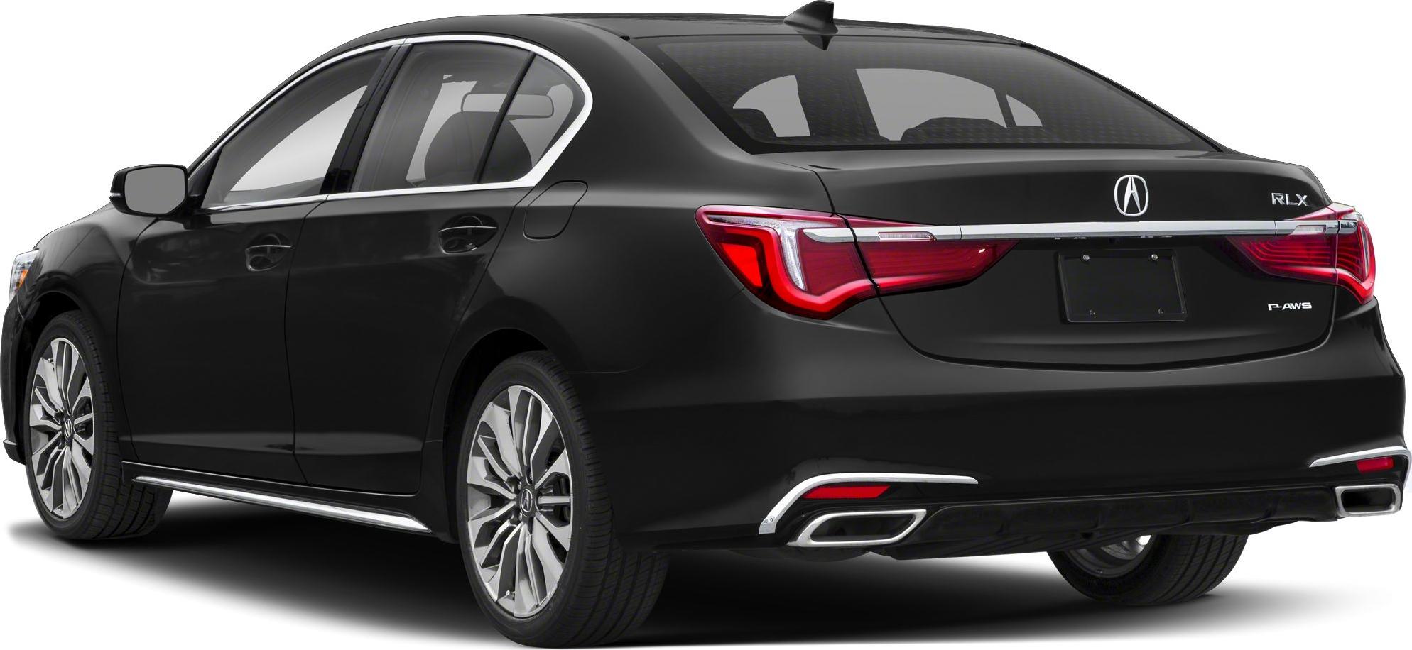 Rear view of sedan with LED taillights and dual rectangular exhaust tips