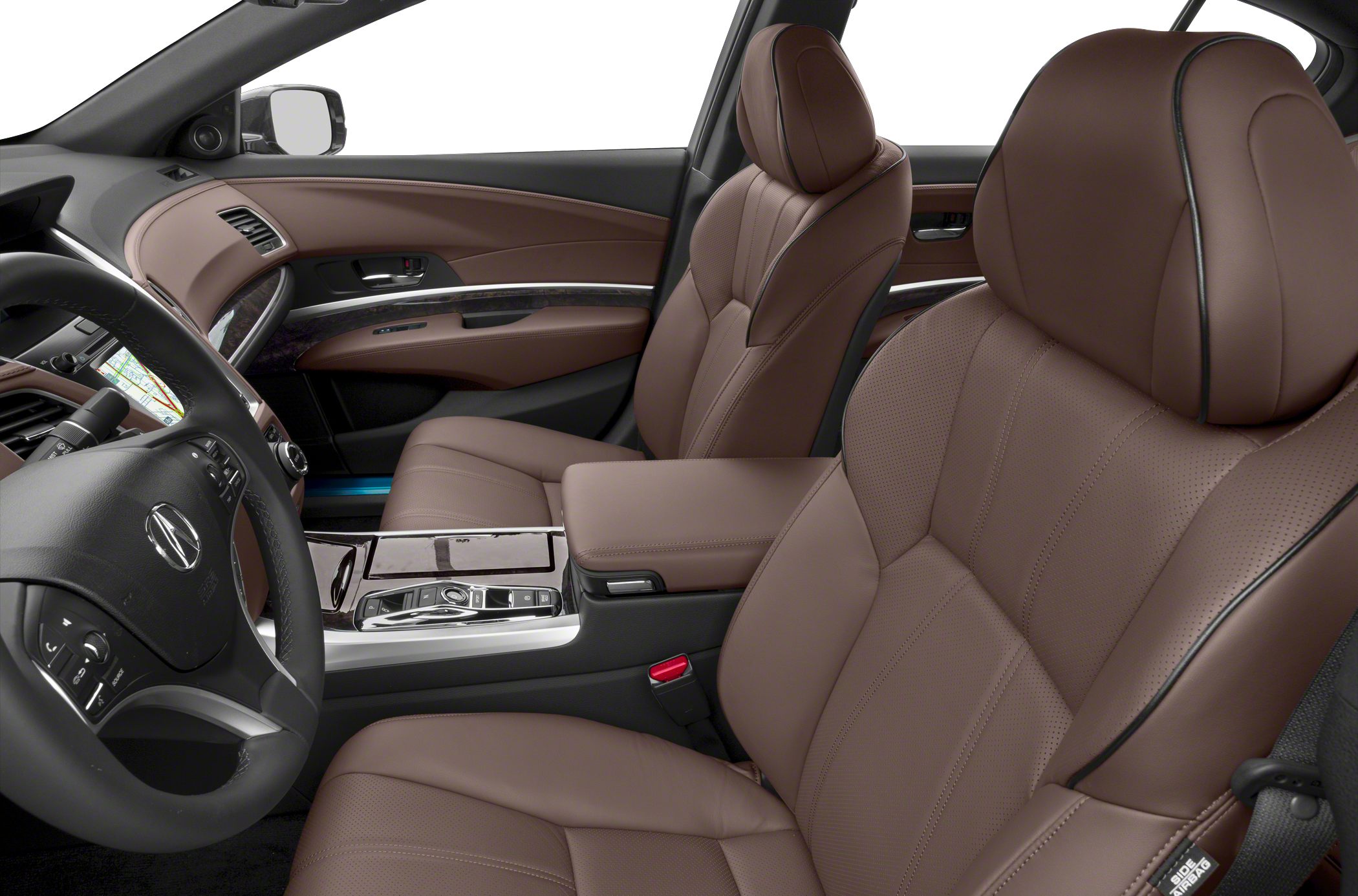 Brown leather seats and advanced center console with tech controls