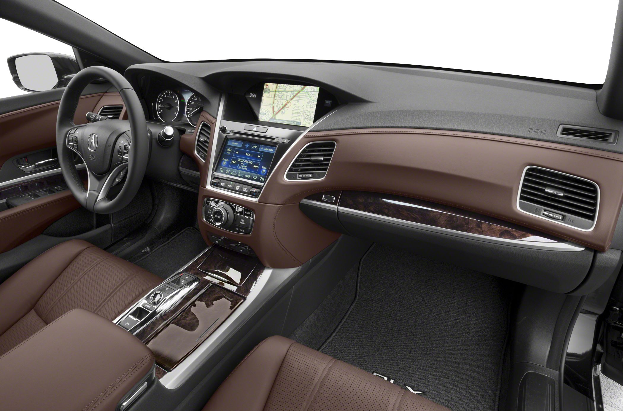 Luxury leather interior with dual touchscreen navigation console