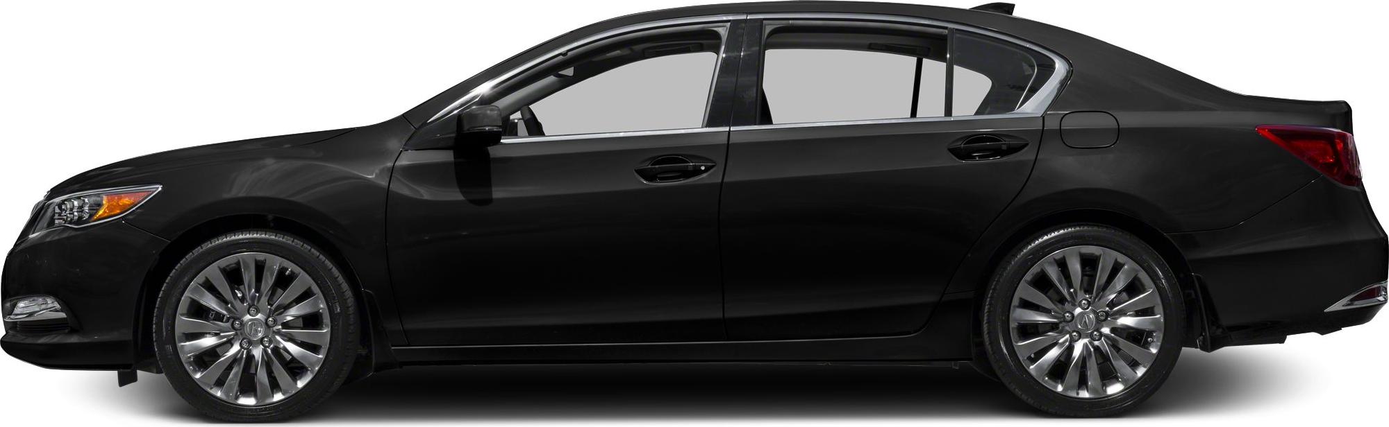 Side profile of a sleek black sedan with alloy wheels and chrome trim