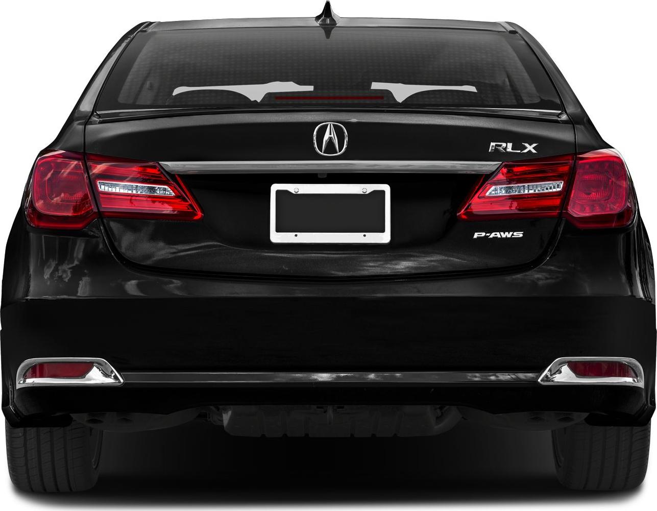 Rear view of a sedan with LED taillights and chrome trim