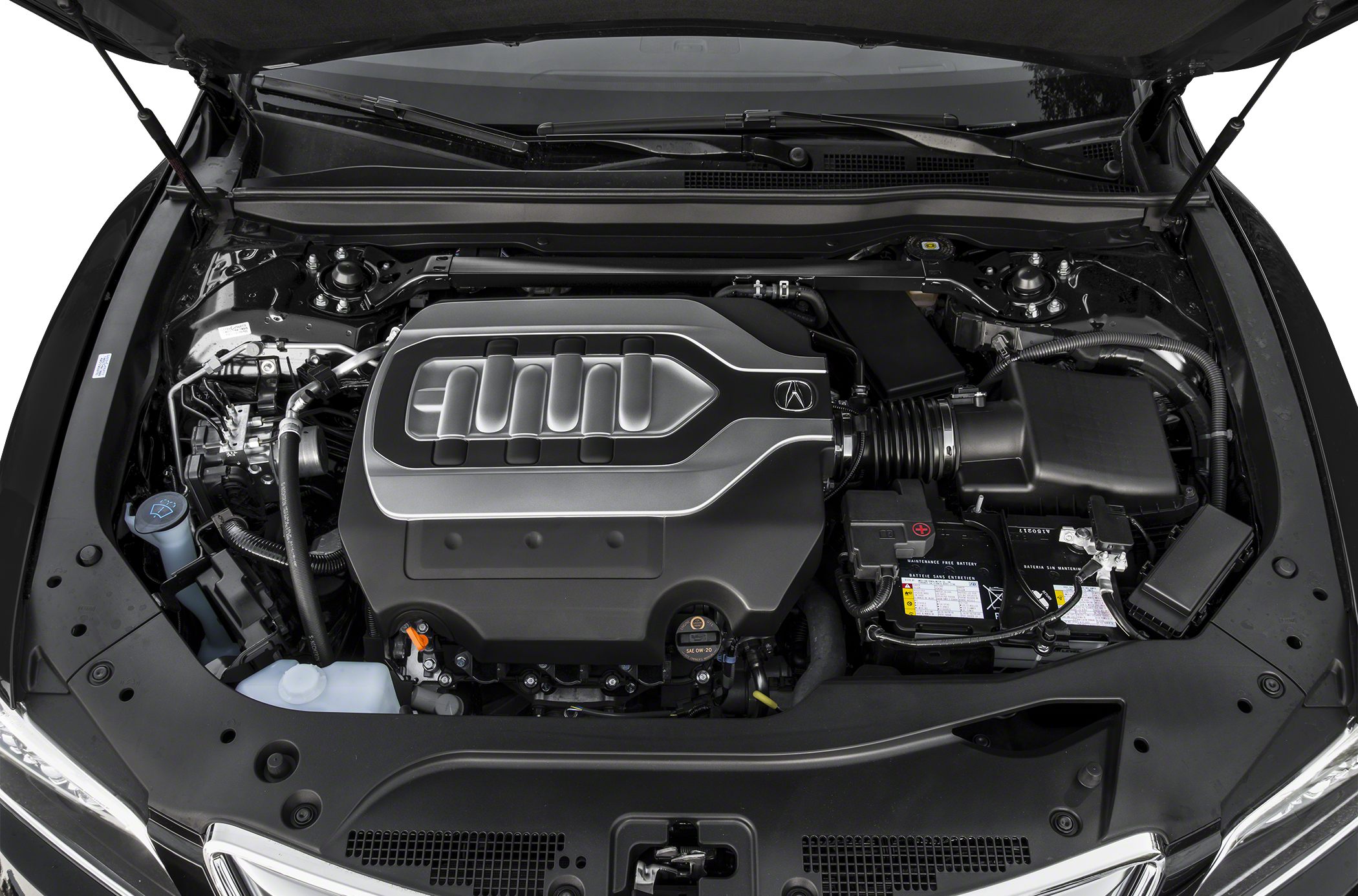 Modern V6 engine with detailed engine bay and components