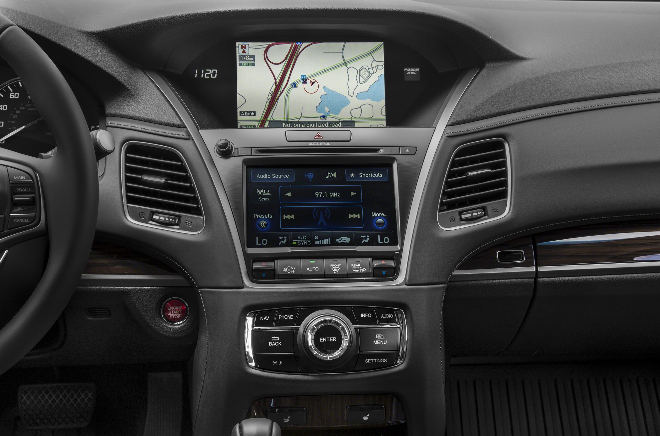 Dual-screen infotainment system with navigation and climate controls