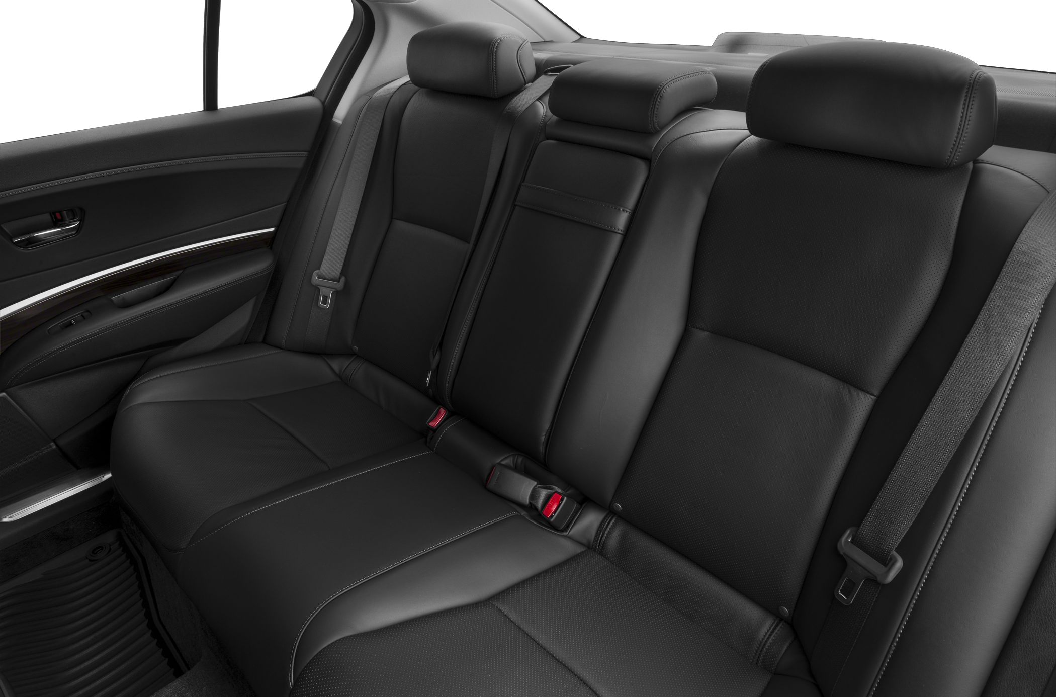 Black leather rear seats with headrests and seat belts
