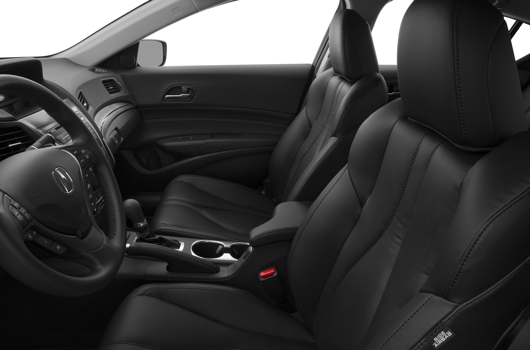 Black leather front seats and ergonomic dashboard interior