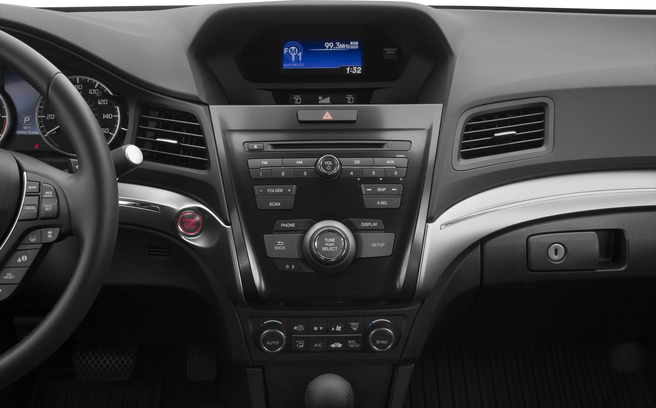 Multimedia system, climate control, and push start on modern car dashboard