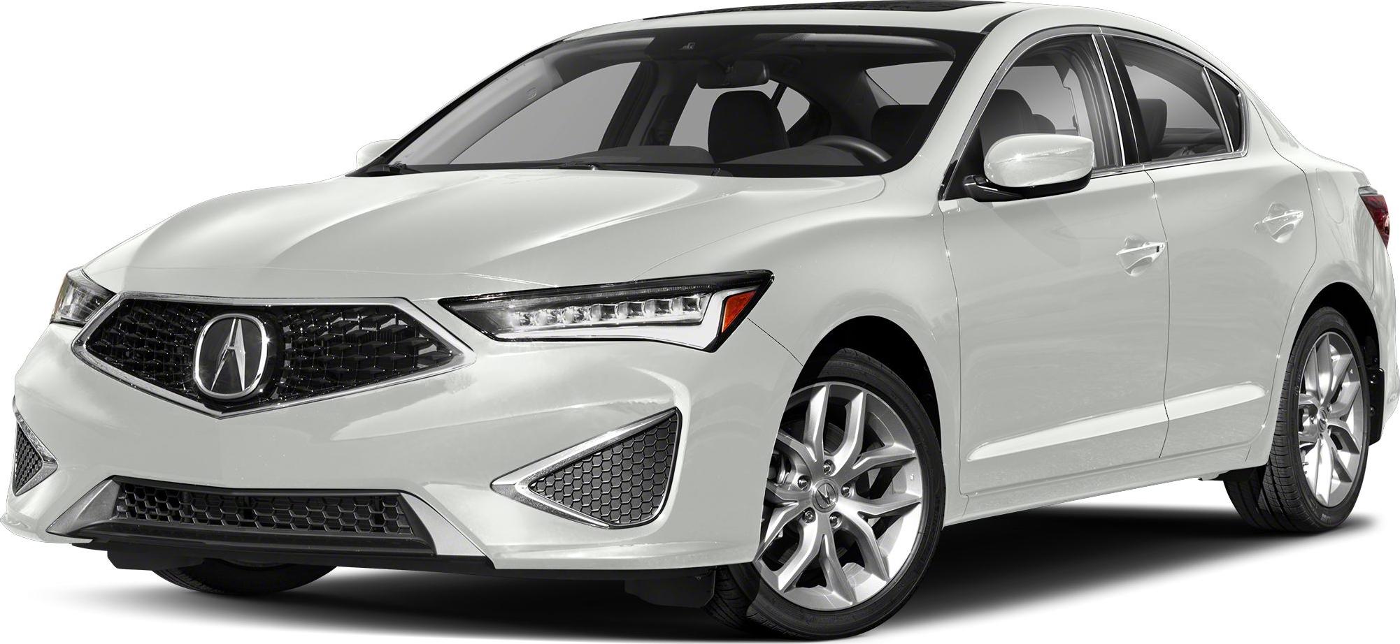 Front view of white sedan featuring diamond pentagon grille and LED headlights