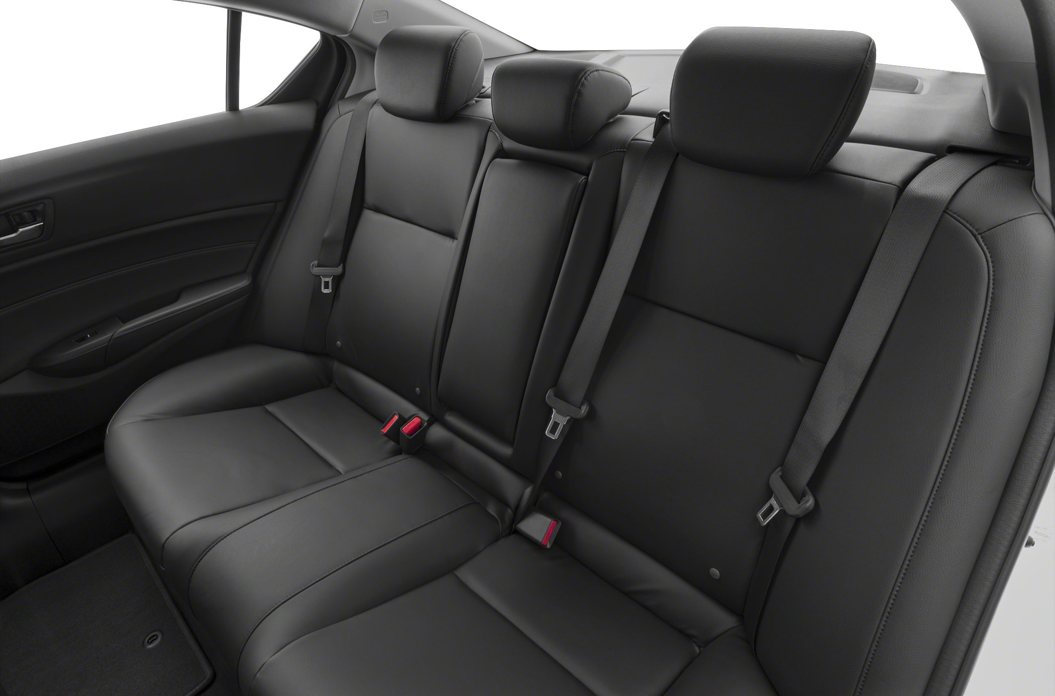 Black leather rear seats with headrests and seat belts