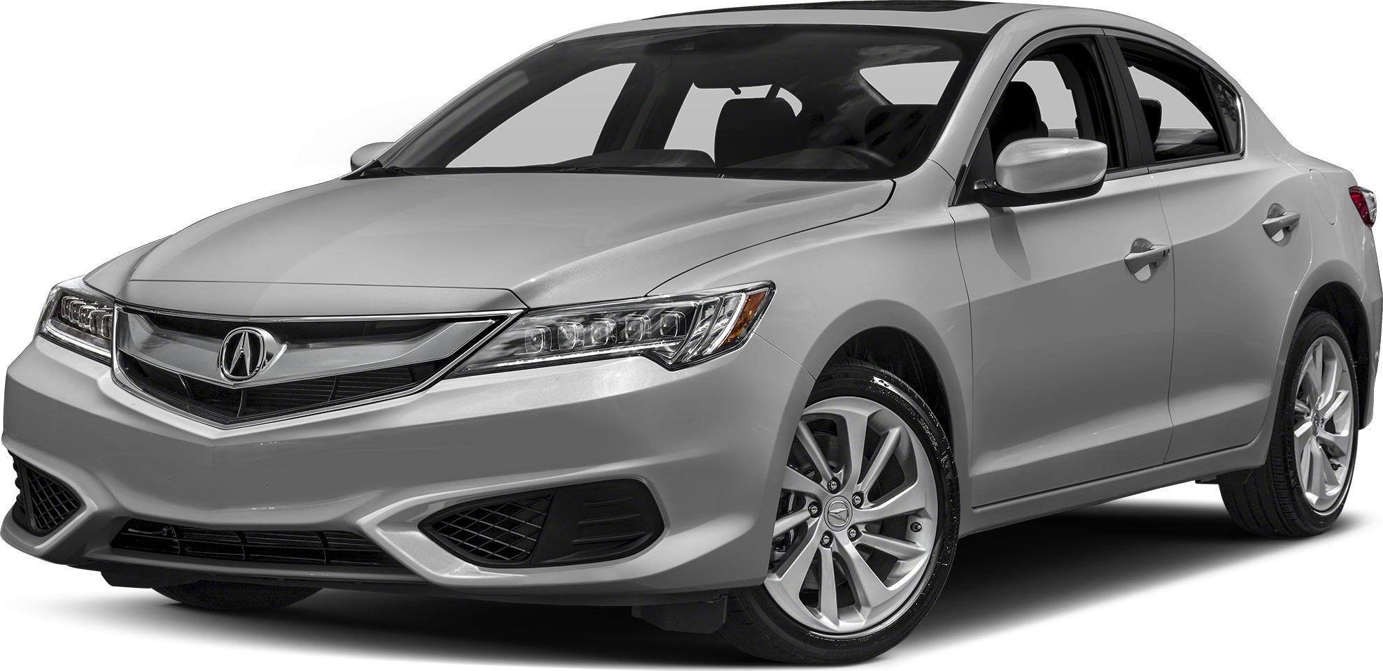 Front view of sedan with LED headlights and angular grille
