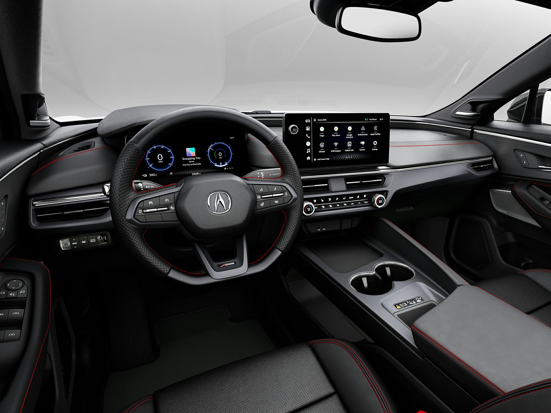 Digital instrument cluster and touchscreen infotainment with climate controls