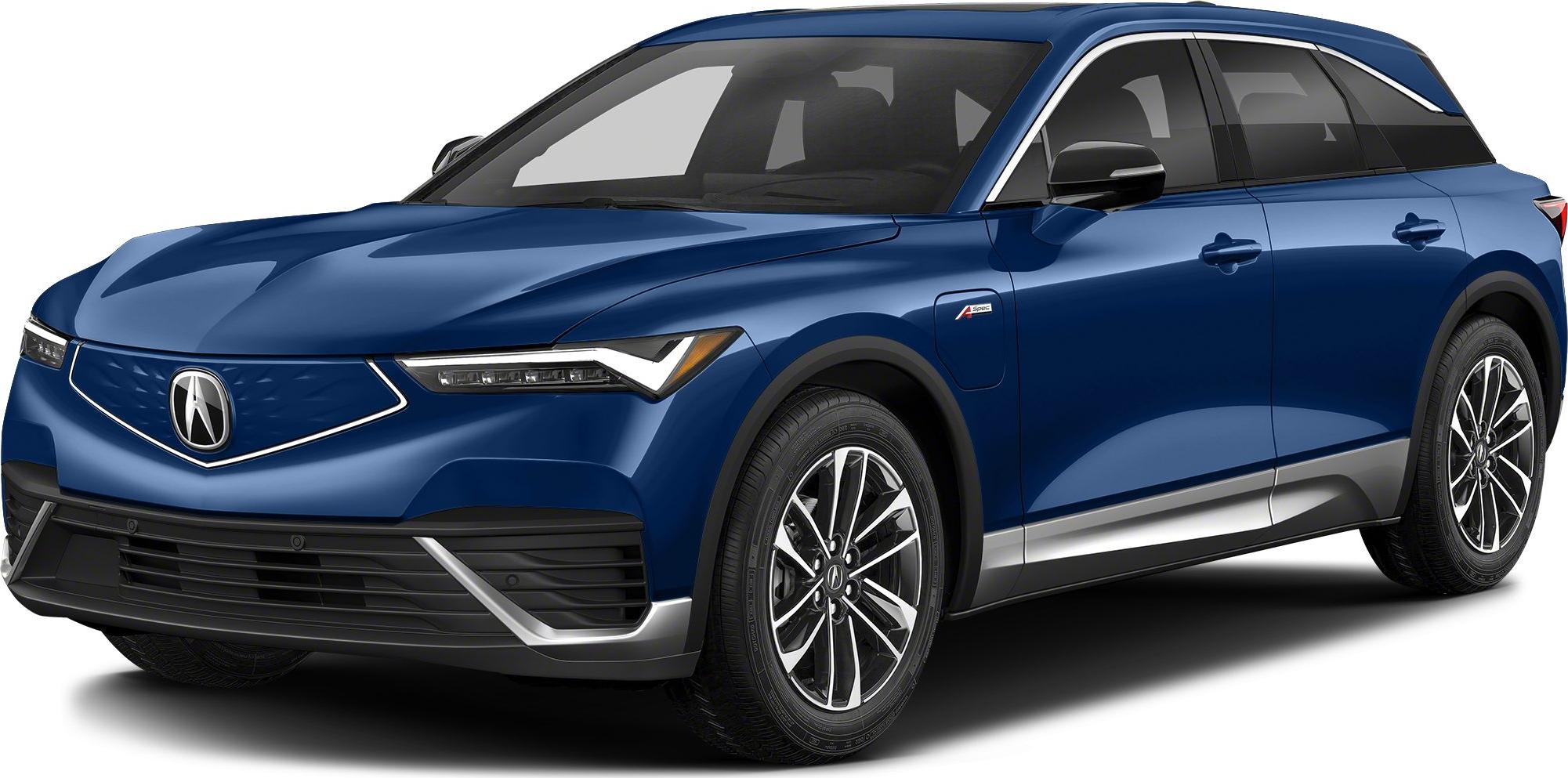 Closed front grille, sharp LED headlights, and alloy wheels on electric SUV