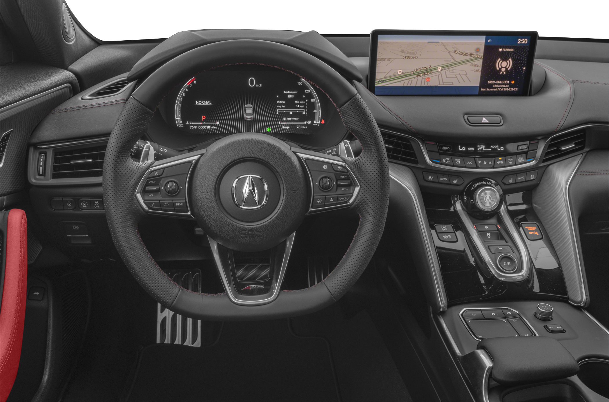 Digital instrument cluster and multifunction steering wheel with touchscreen infotainment