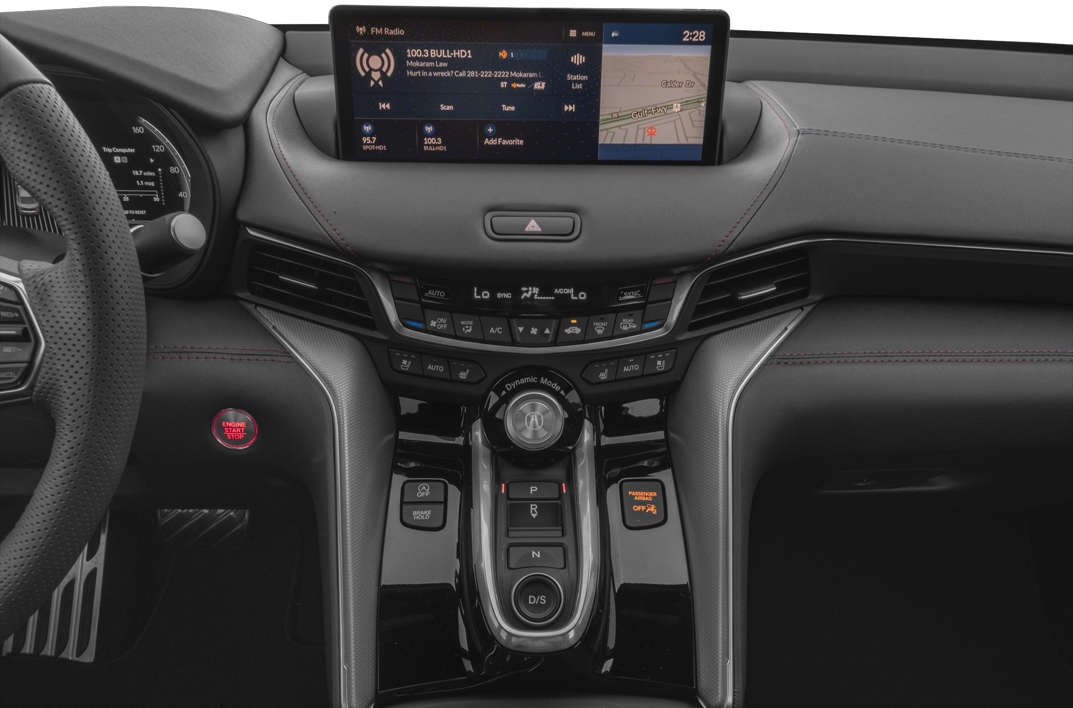 Touchscreen infotainment, dynamic mode selector, automatic transmission controls