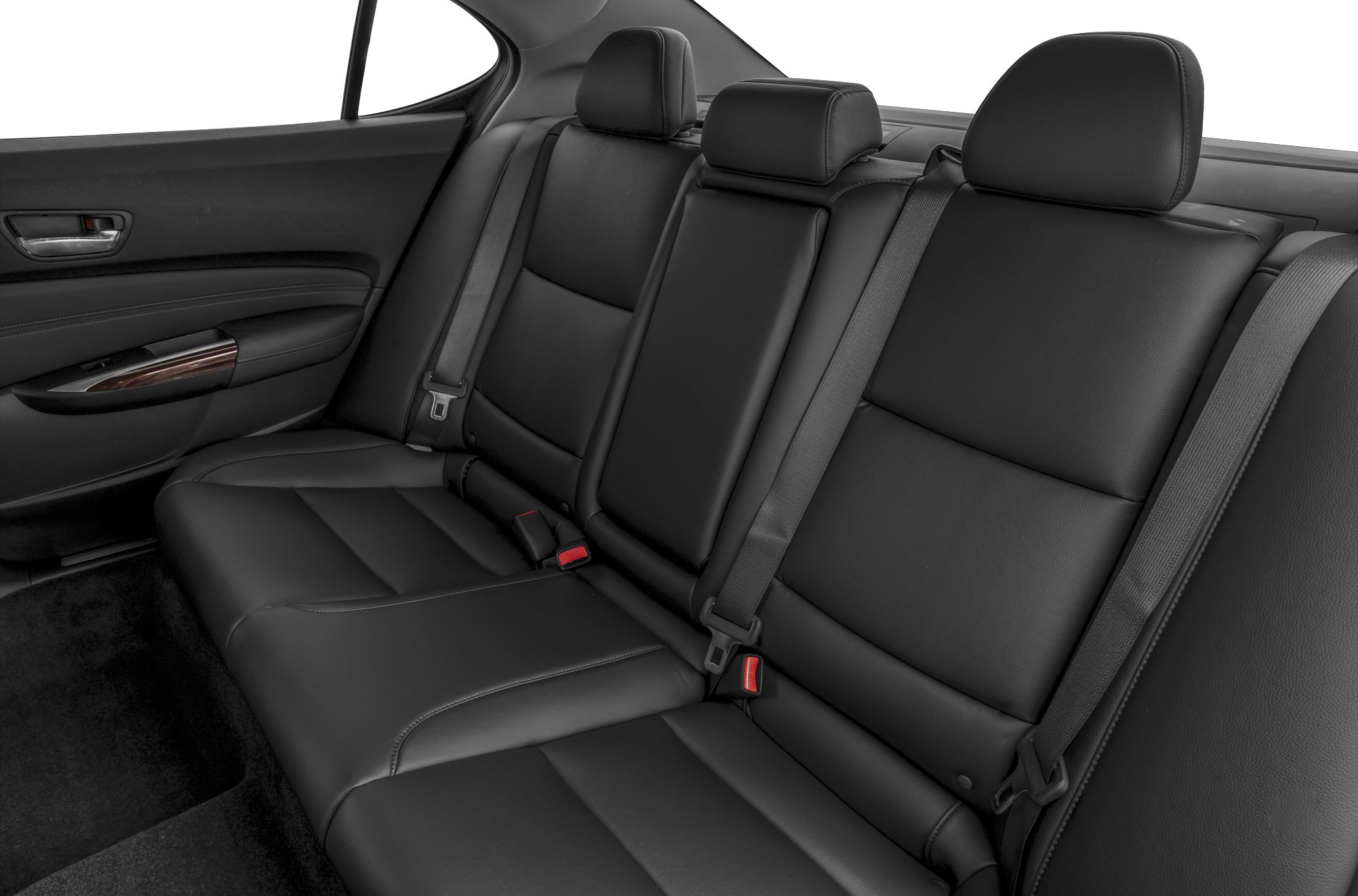 Black leather rear seats with headrests and seat belts