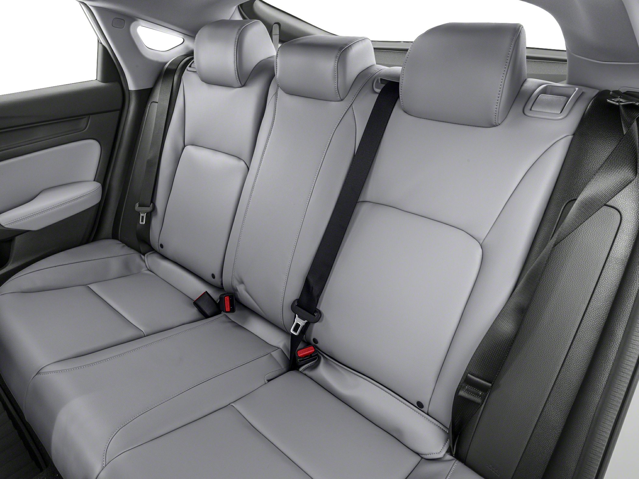 Leather rear seats with seat belts in a modern car interior