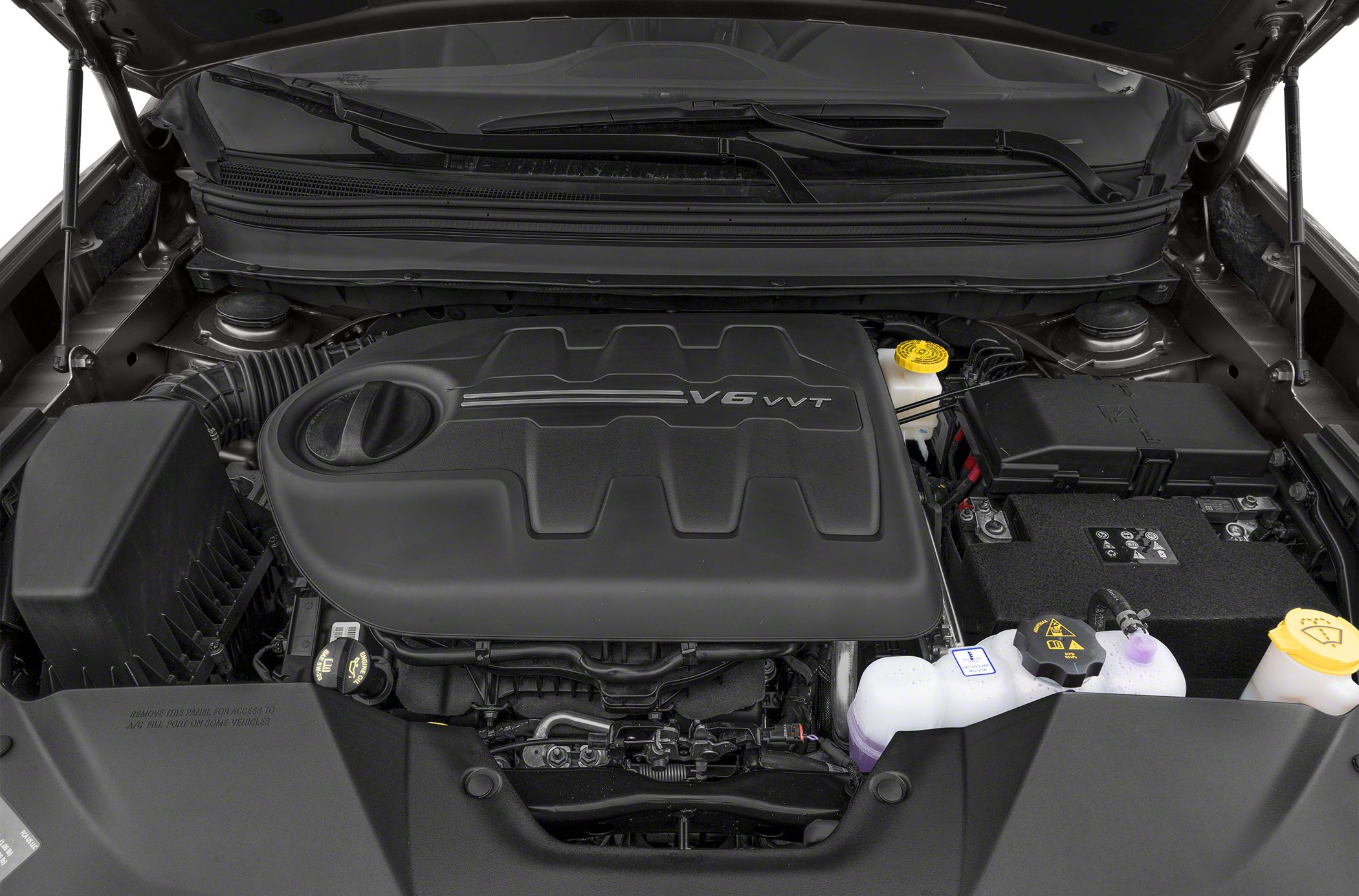 V6 VVT engine bay with cover and components