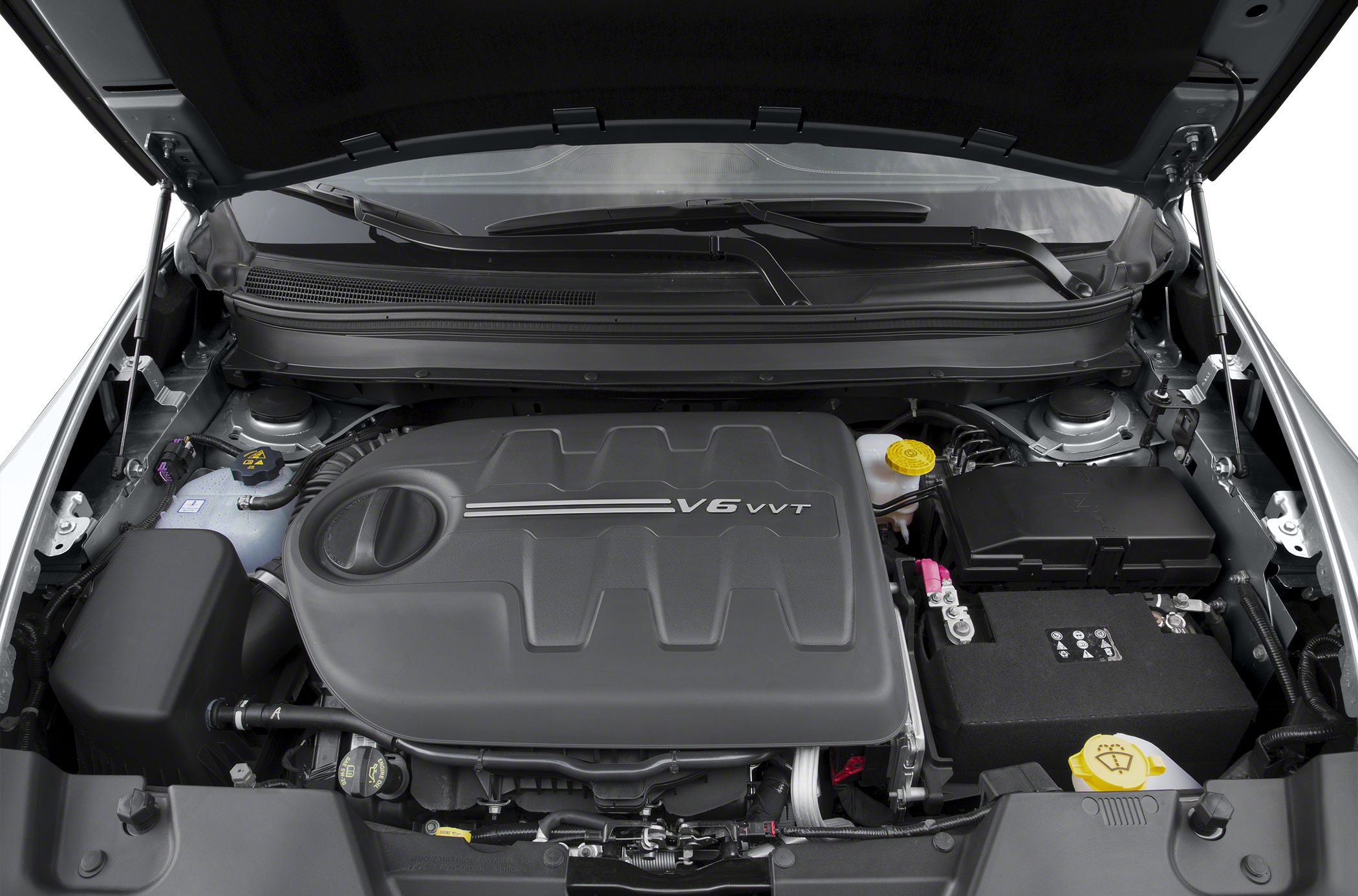 V6 VVT engine cover and engine bay view with components