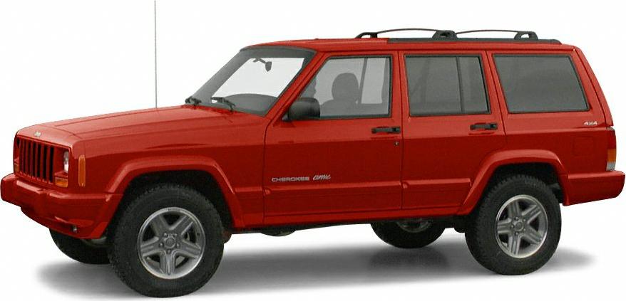 Red 4x4 SUV with roof rails and off-road tires.