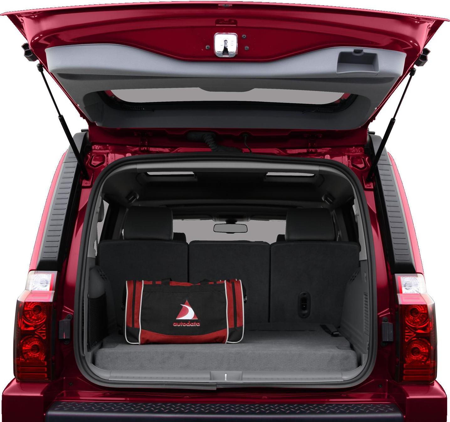 Open rear trunk with visible cargo space and storage bag