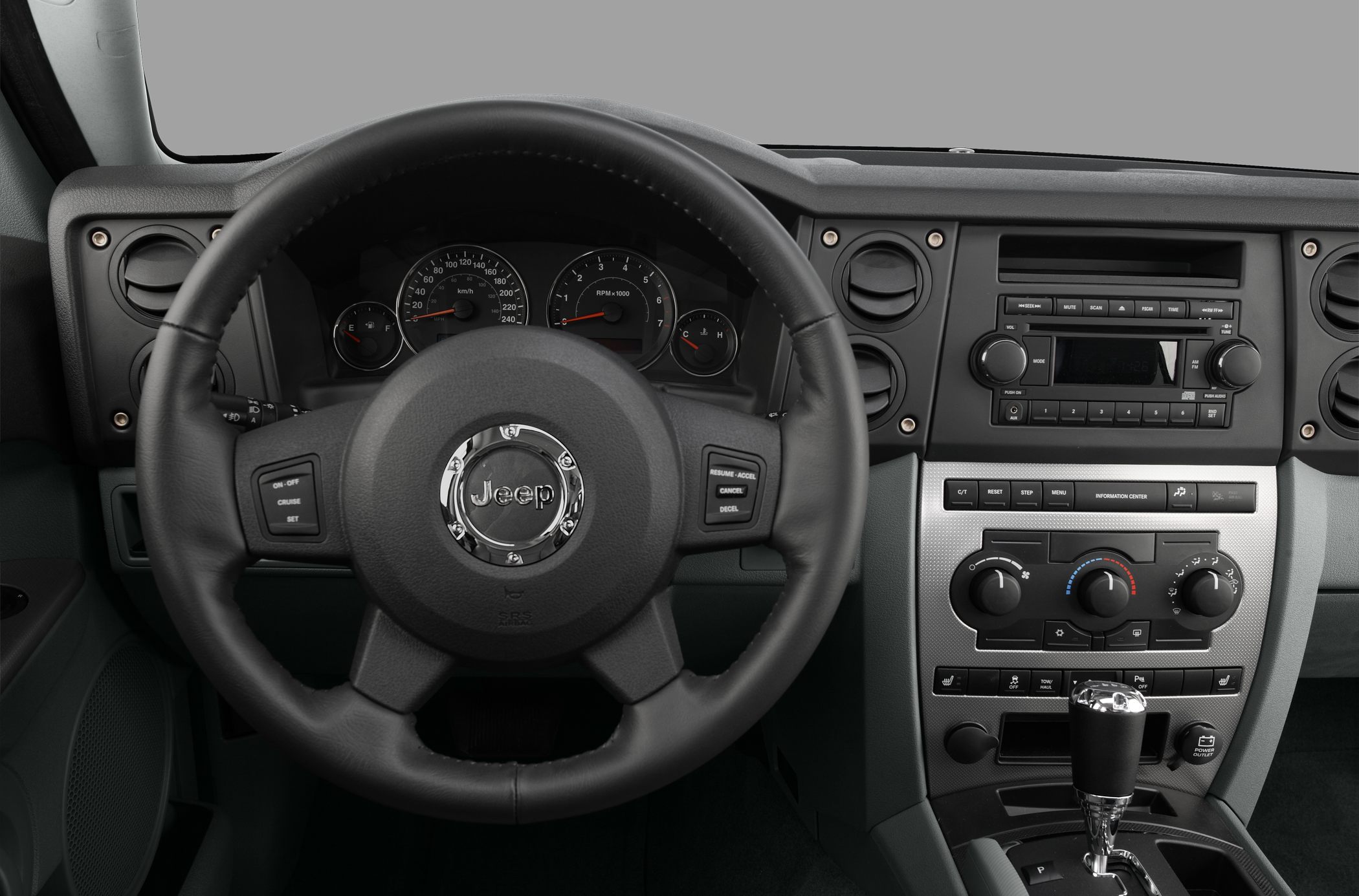 Steering wheel with instrument cluster and dashboard controls