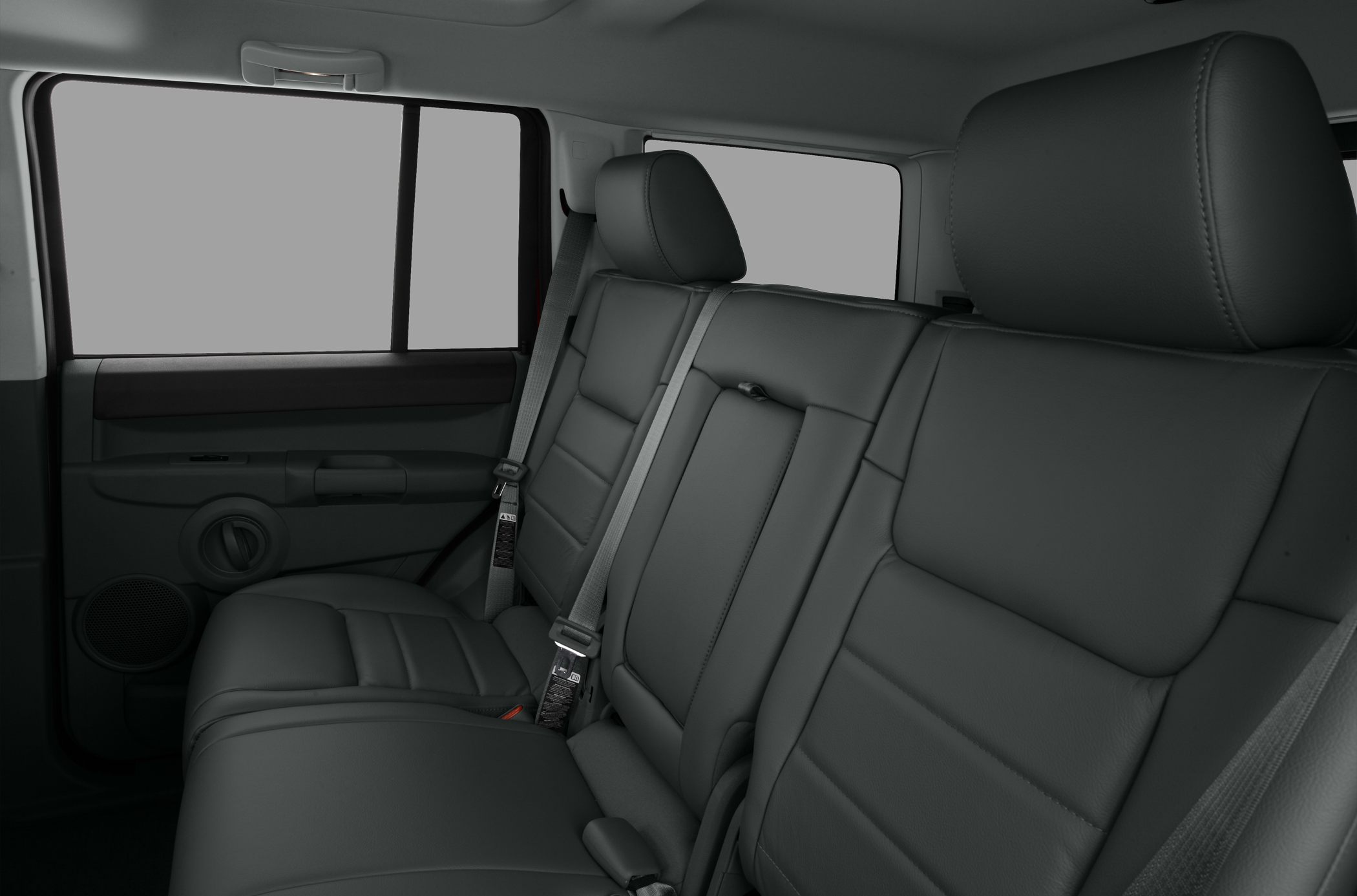 Rear leather seats with headrests and seat belts
