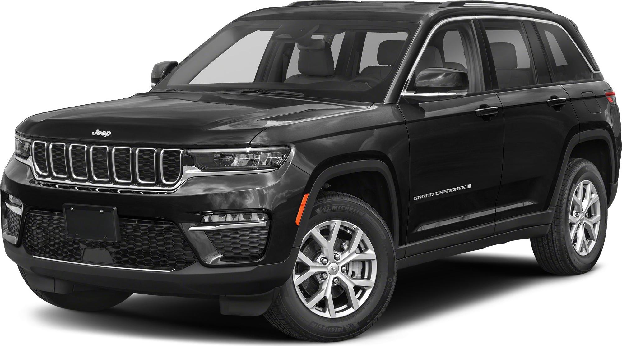 Front angle view with seven-slot grille and LED headlights