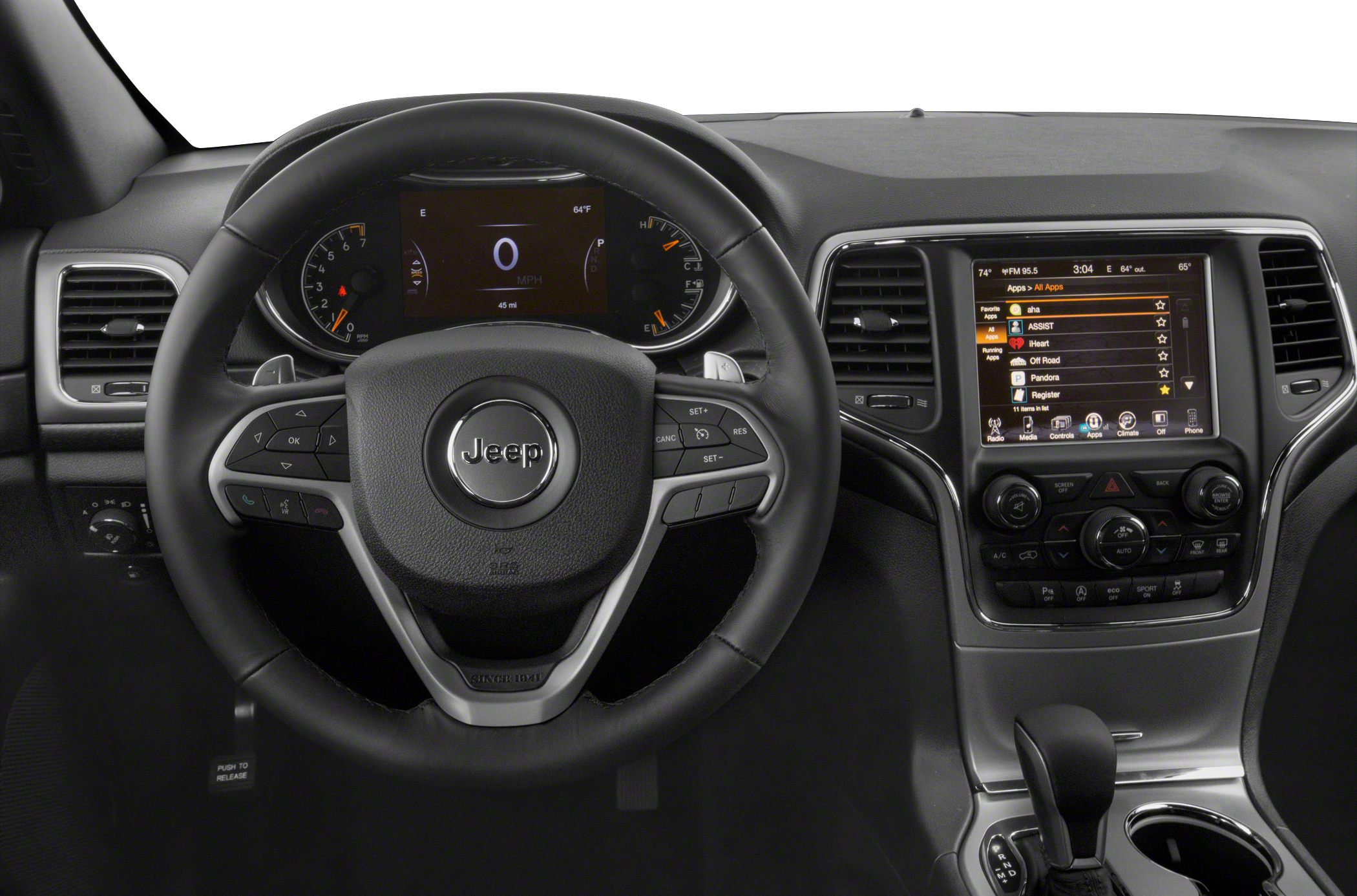 Multifunction steering wheel and dashboard with digital cluster and infotainment screen