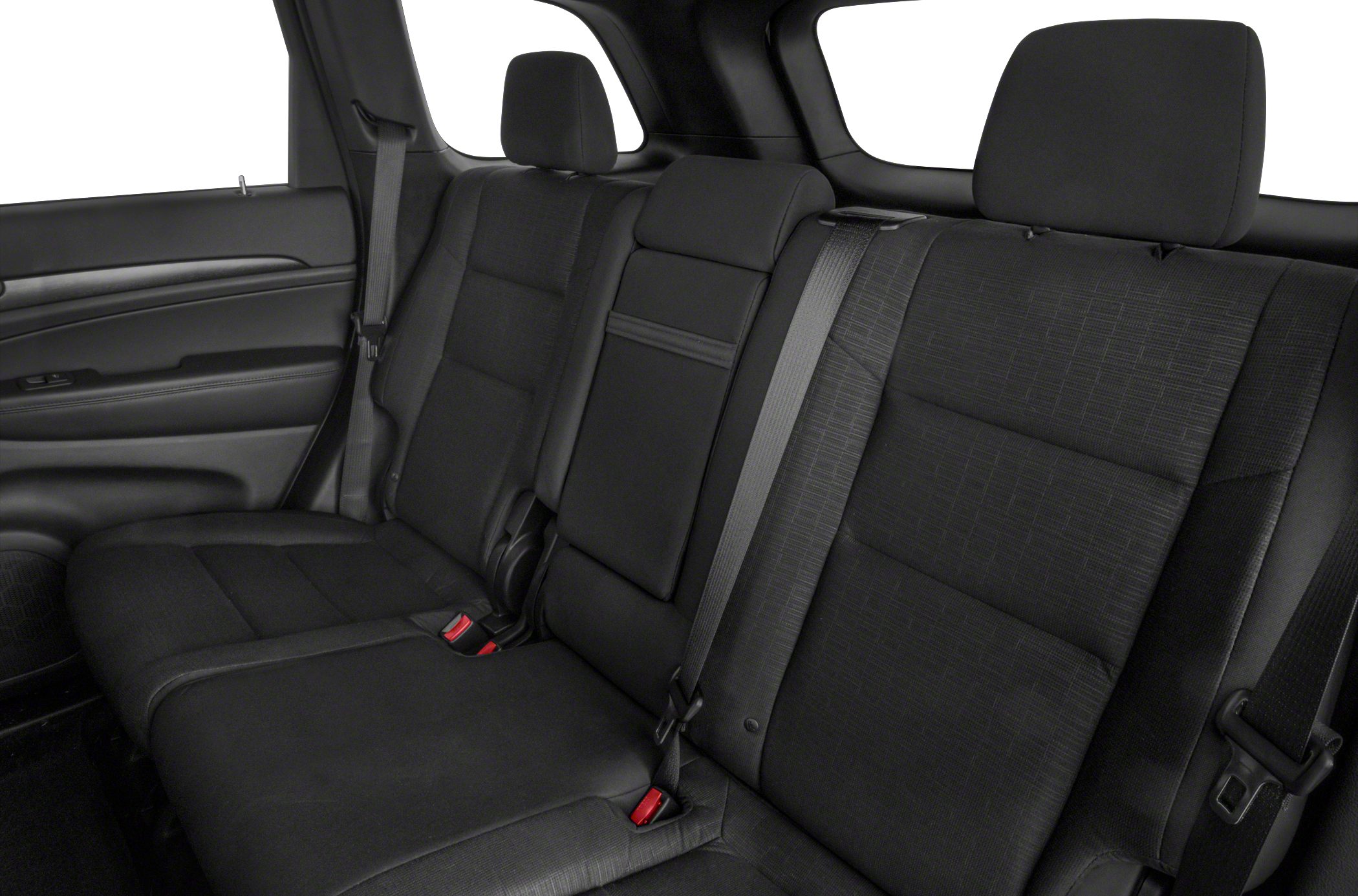 Black upholstery rear seating with three-point seat belts