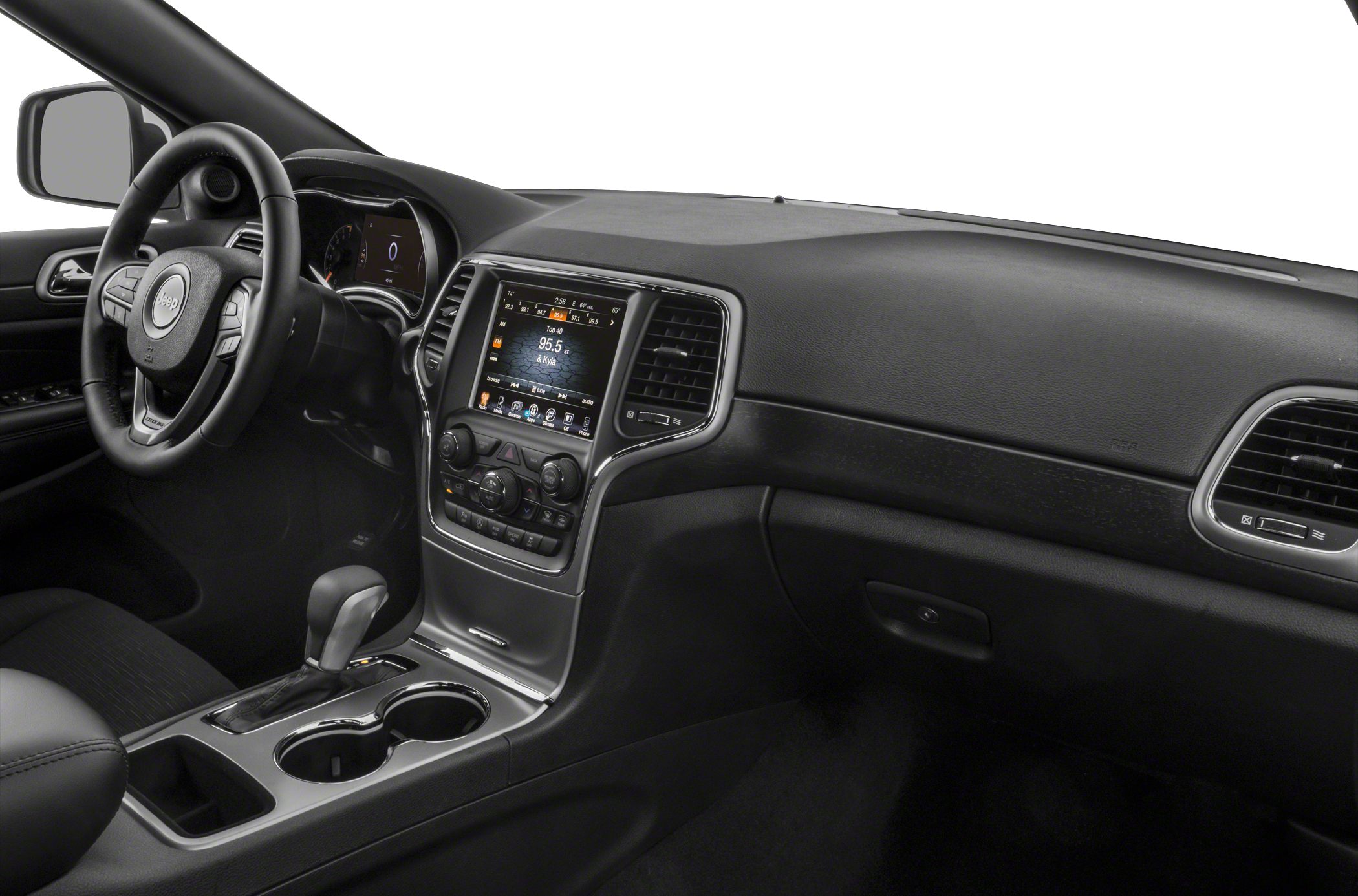 Modern car interior dashboard and center console with touchscreen