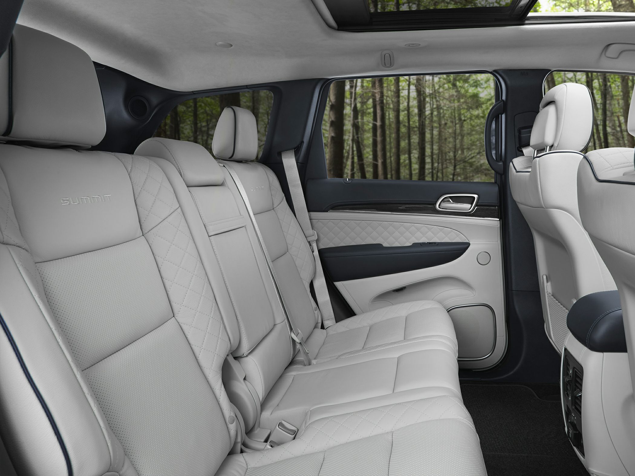 Rear quilted leather seats and spacious SUV interior