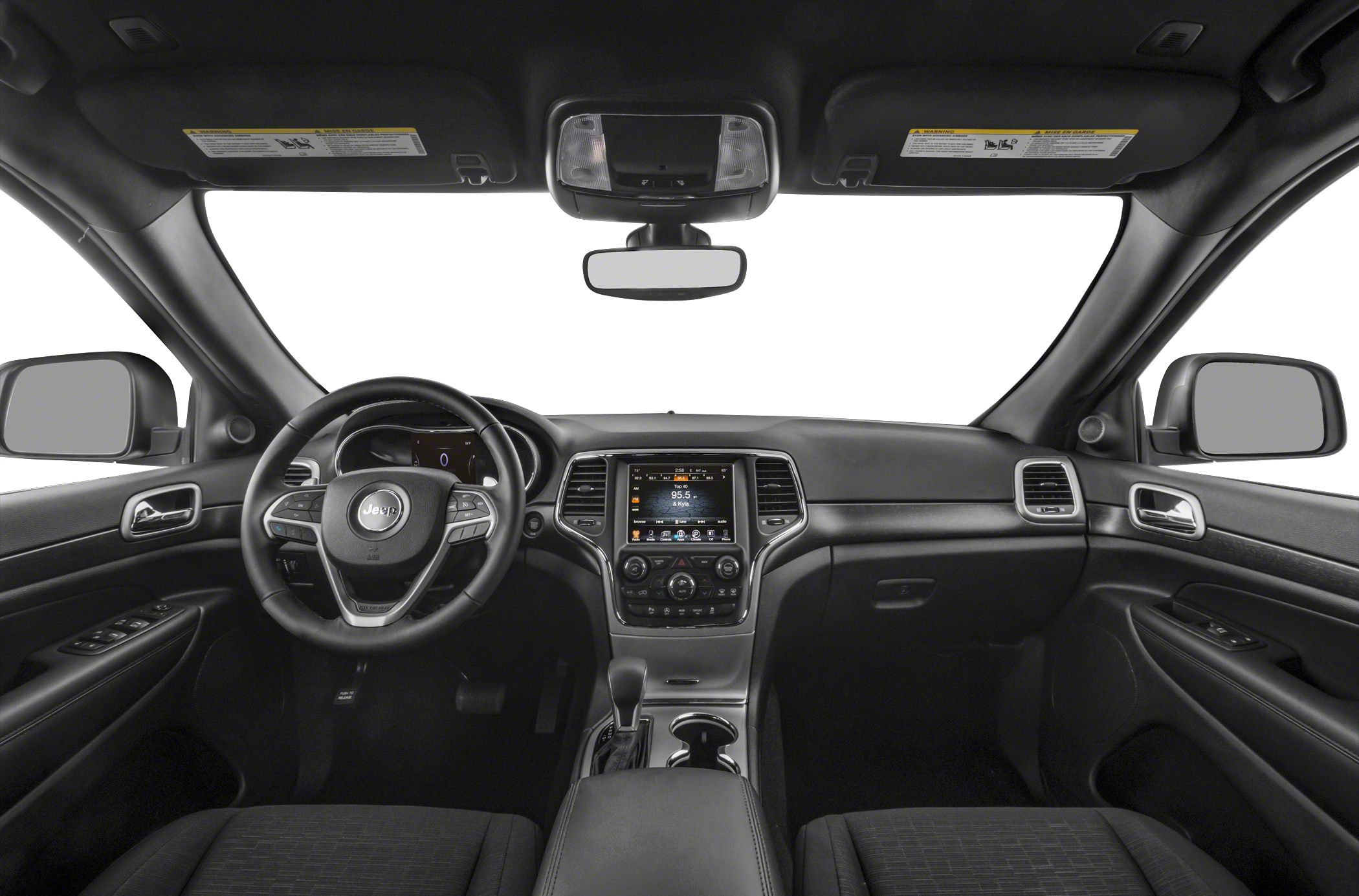 Modern dashboard with infotainment screen and multifunction steering wheel.