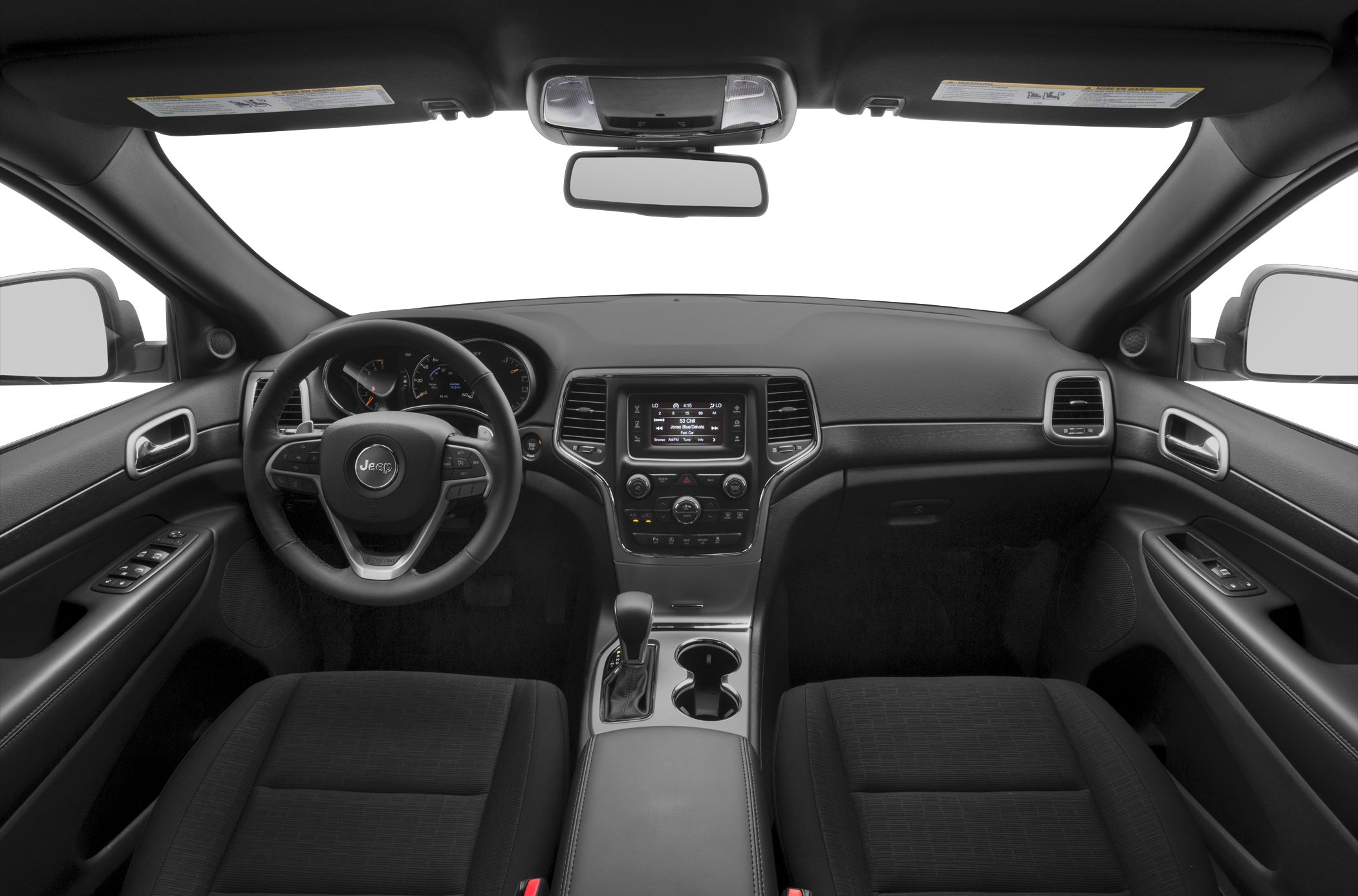 Interior dashboard with steering wheel and center console