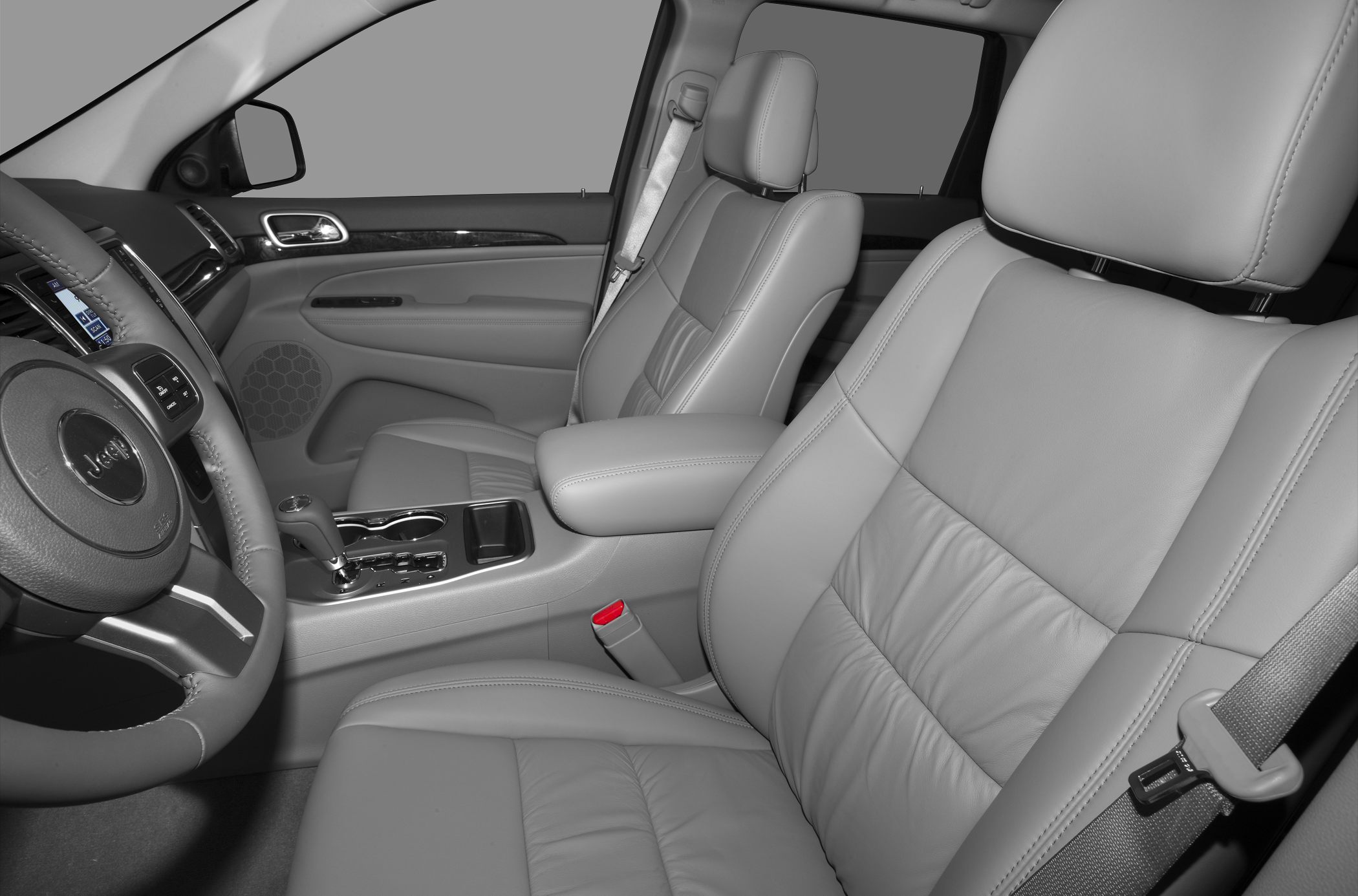 Leather front seats and center console with armrest