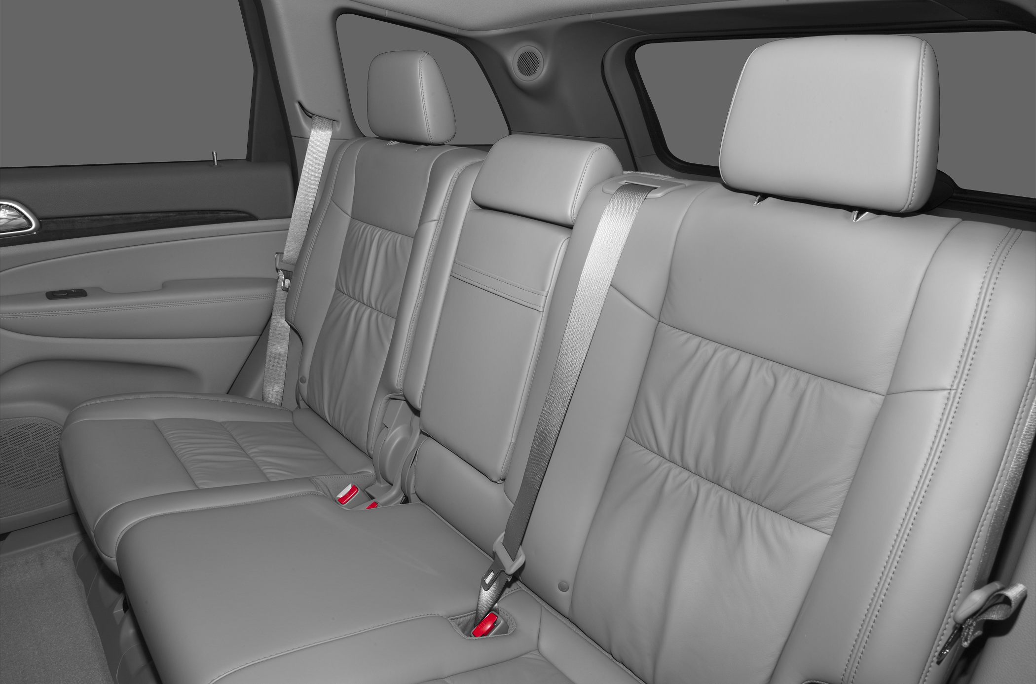Leather rear seats with seatbelts and headrests