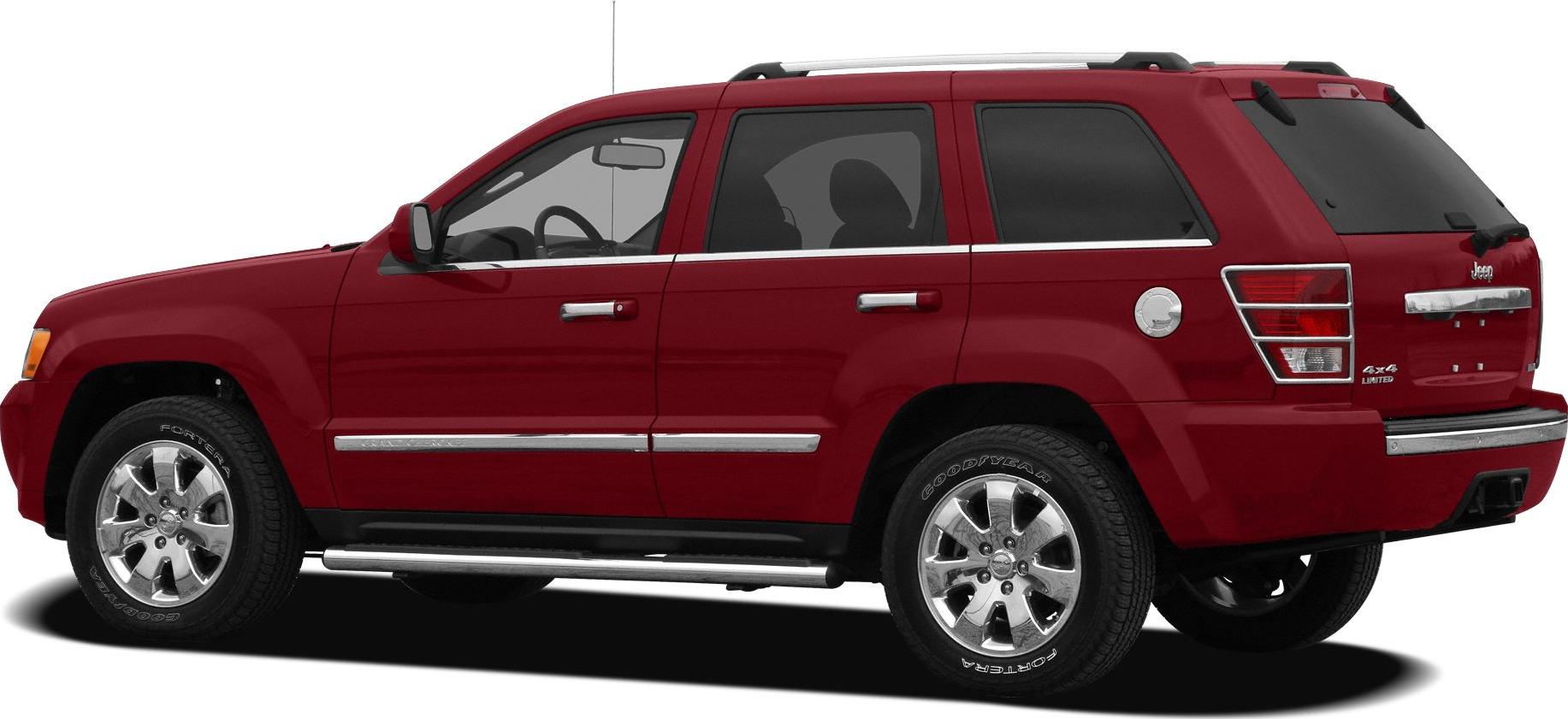 Red 4x4 SUV with chrome trim and wheels side view