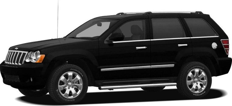 Side profile of a black SUV with chrome detailing and roof rails