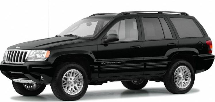 Black SUV with alloy wheels and roof rails, 2004 model