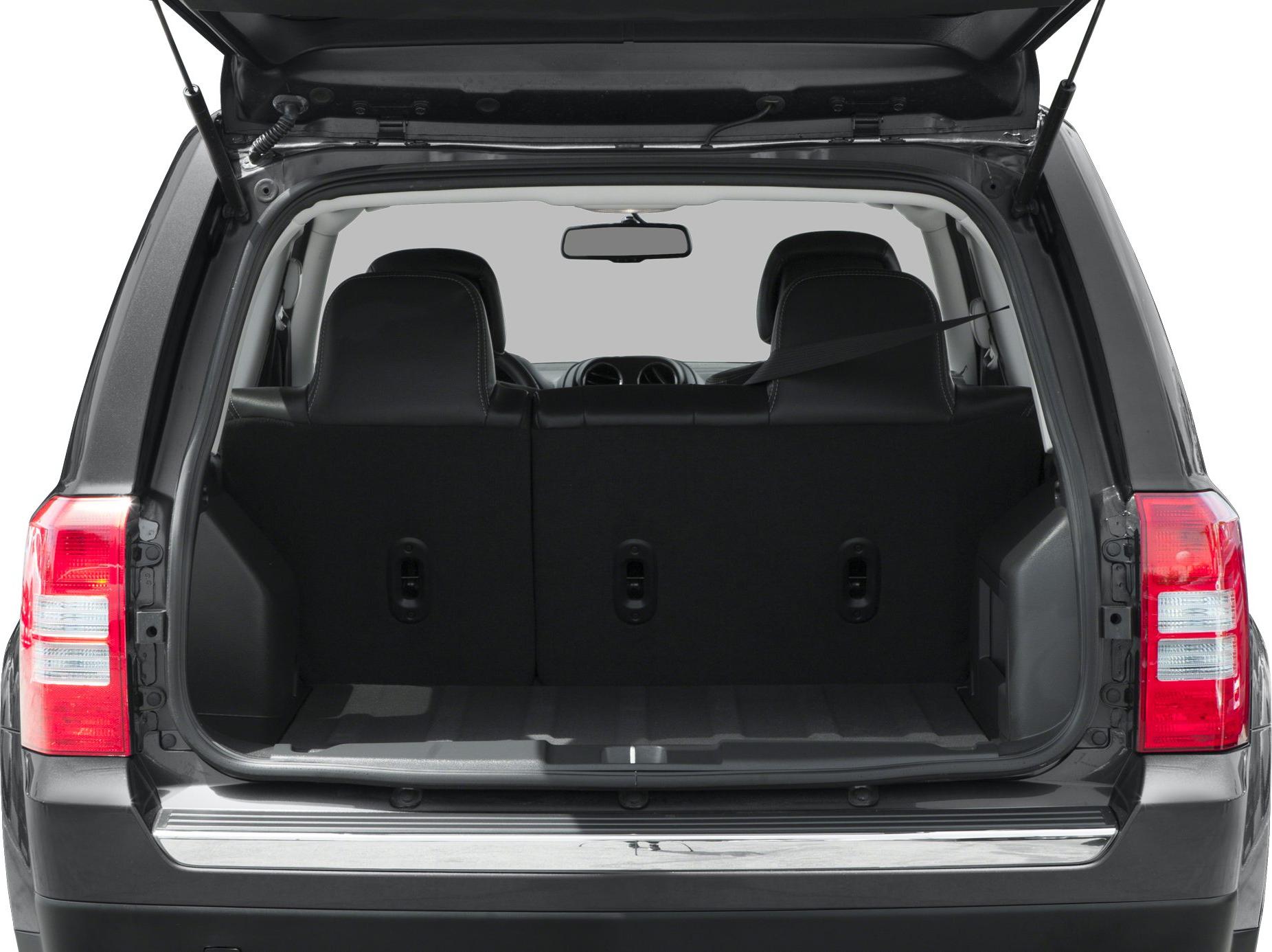 Open trunk with rear seats and cargo space of an SUV