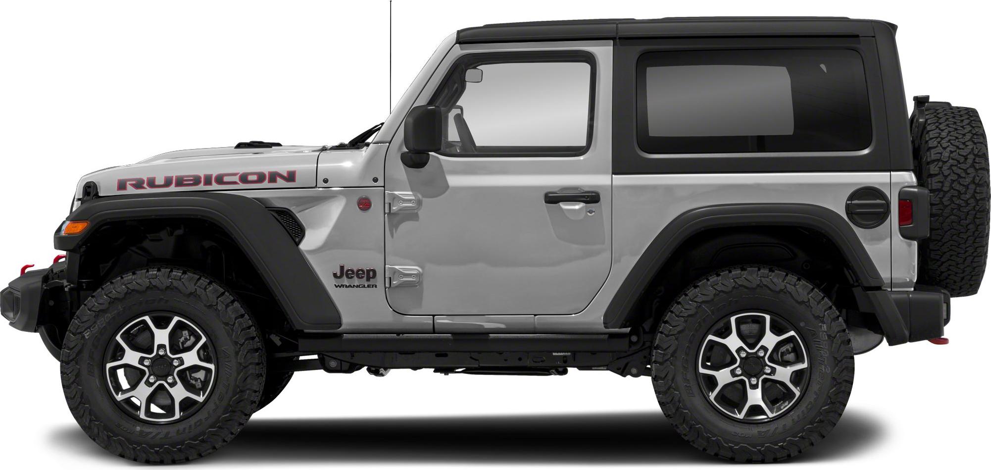 Side profile of two-door SUV with off-road tires and spare rear tire