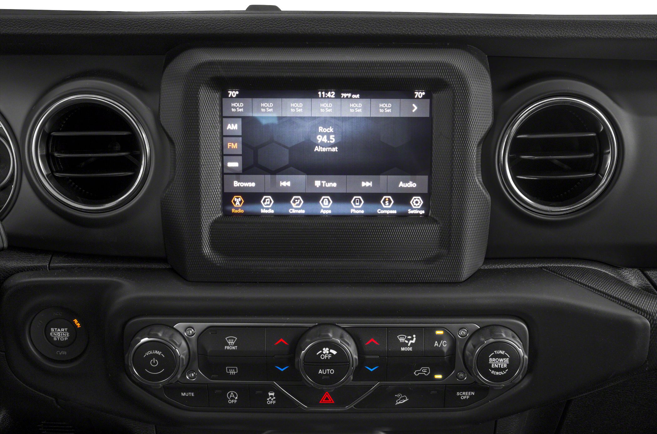 Touchscreen infotainment and dual climate control knobs
