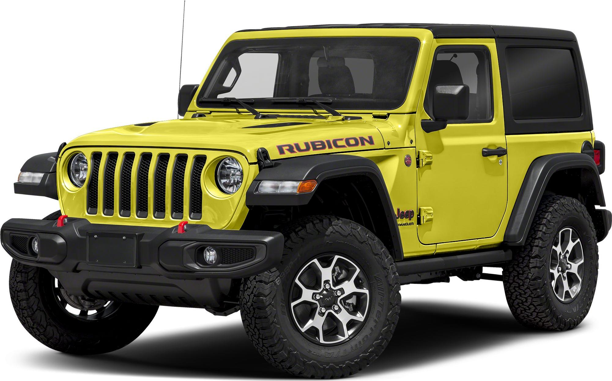 Yellow SUV front three-quarter view with rugged off-road tires and iconic vertical grille