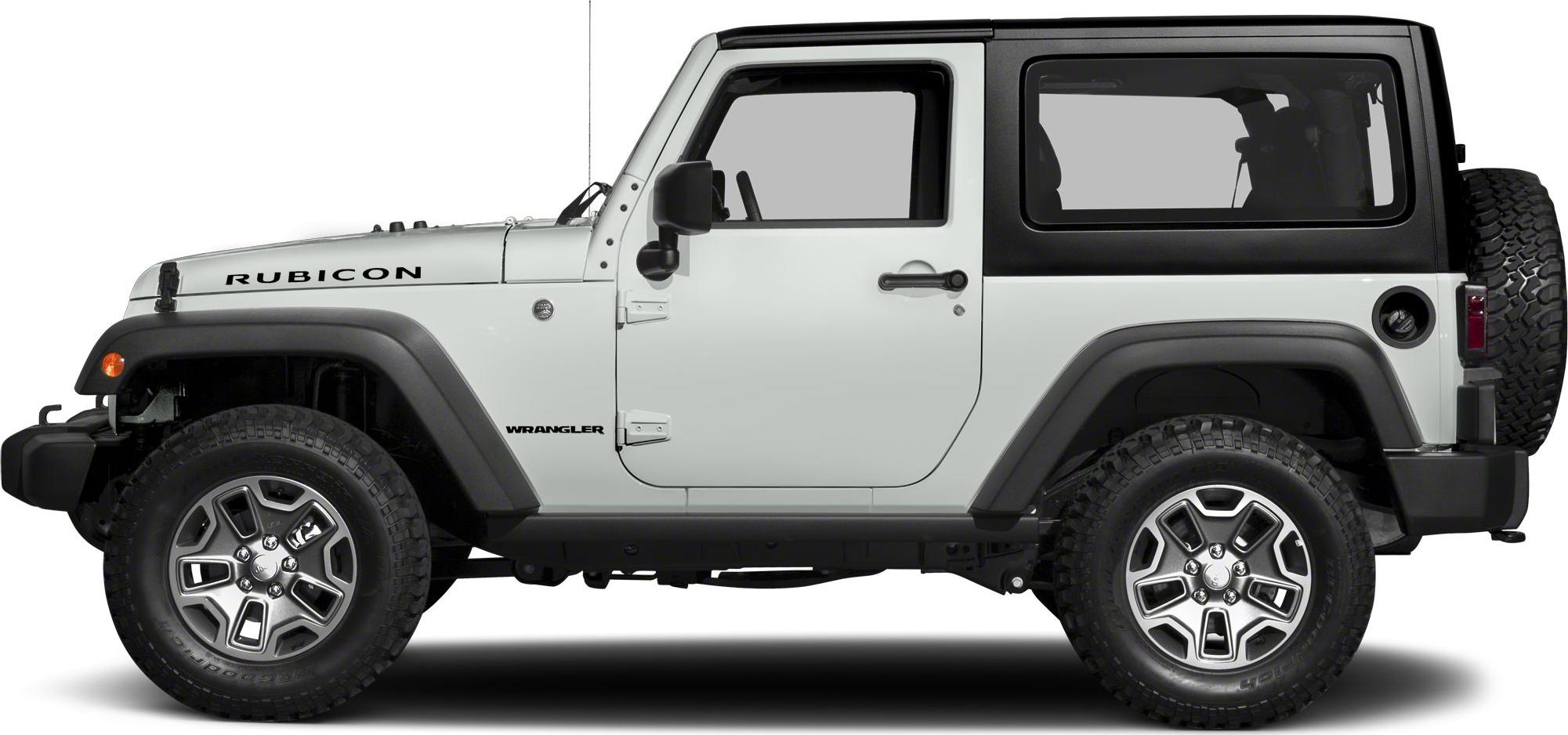 Side view of rugged off-road SUV with two-door design and hardtop roof