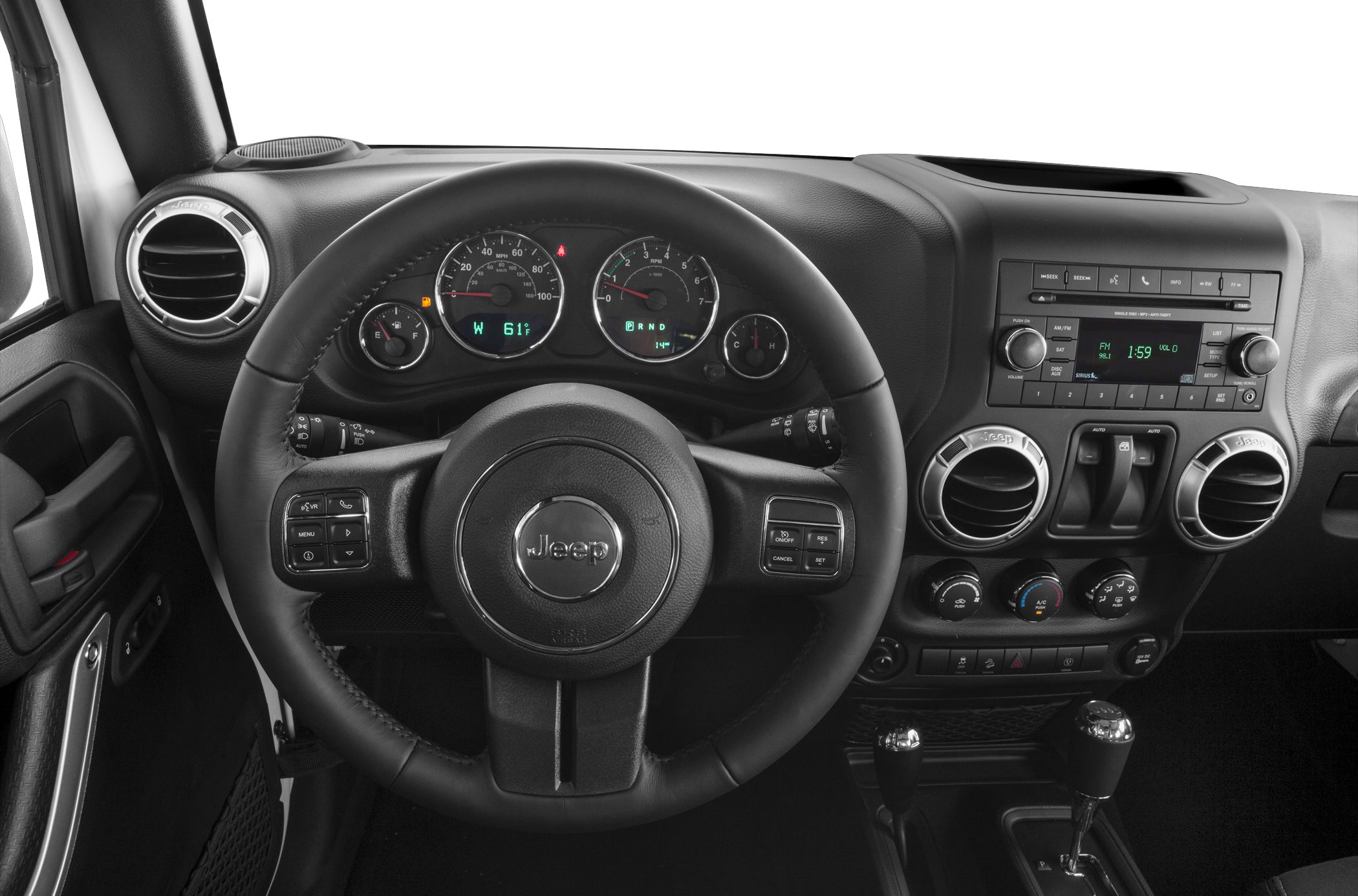 Jeep Wrangler JK dashboard with steering wheel and instrument cluster