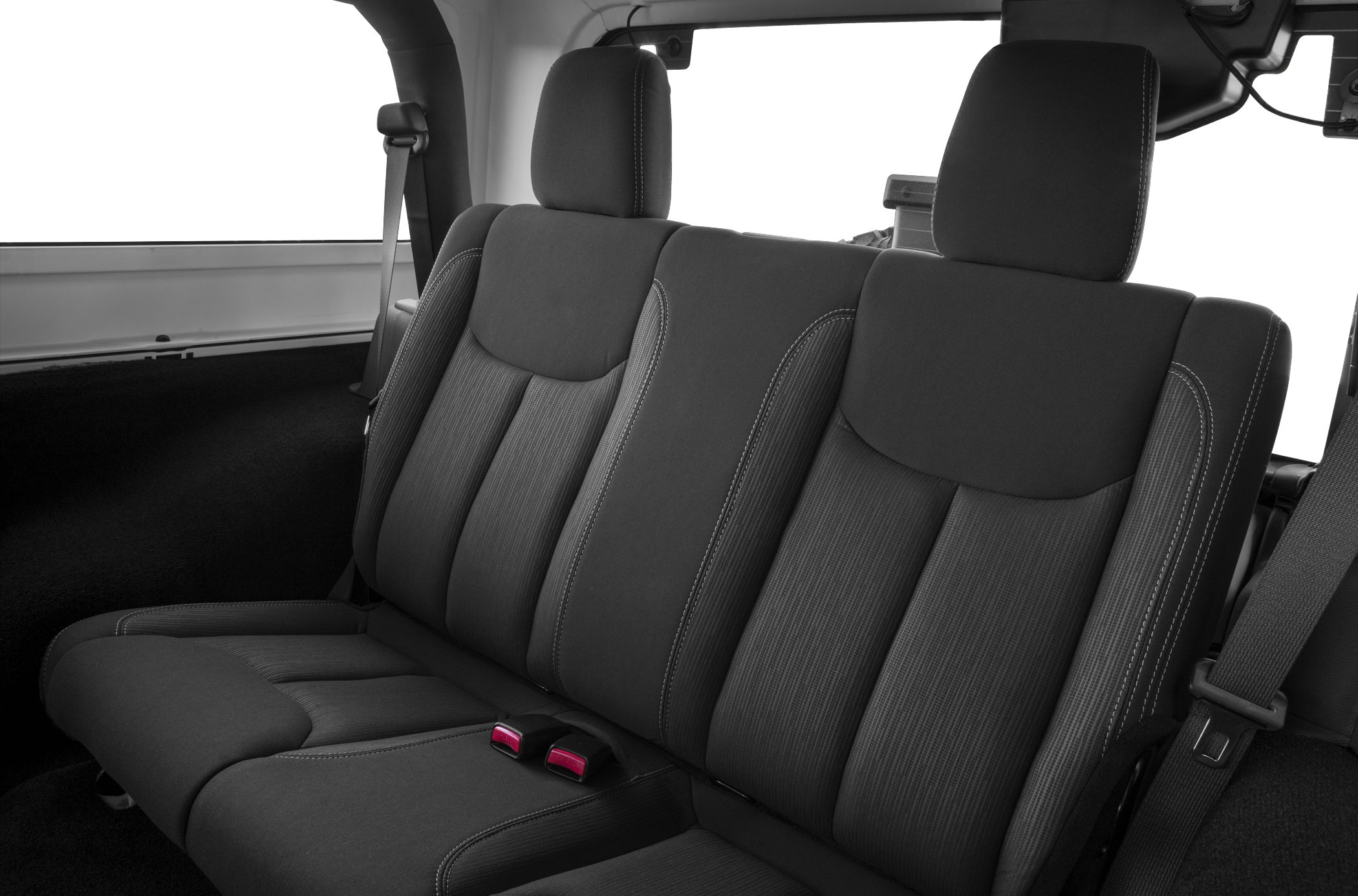 Rear seat upholstery with headrests and seat belts