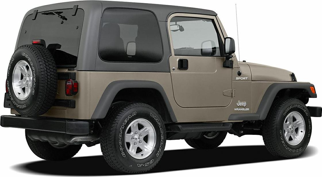 Side rear view of rugged SUV with hardtop and off-road tires